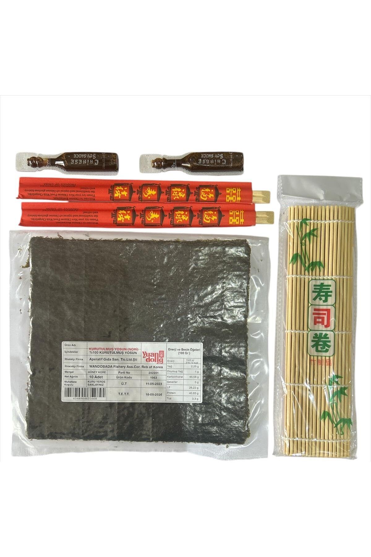 STOREMAX nffashopm Sushi Seti 1, 5 Yaprak Yosun, Sushi Matı, Chopstick, Soya Sosu, Evde Sushi Yap storestarx
