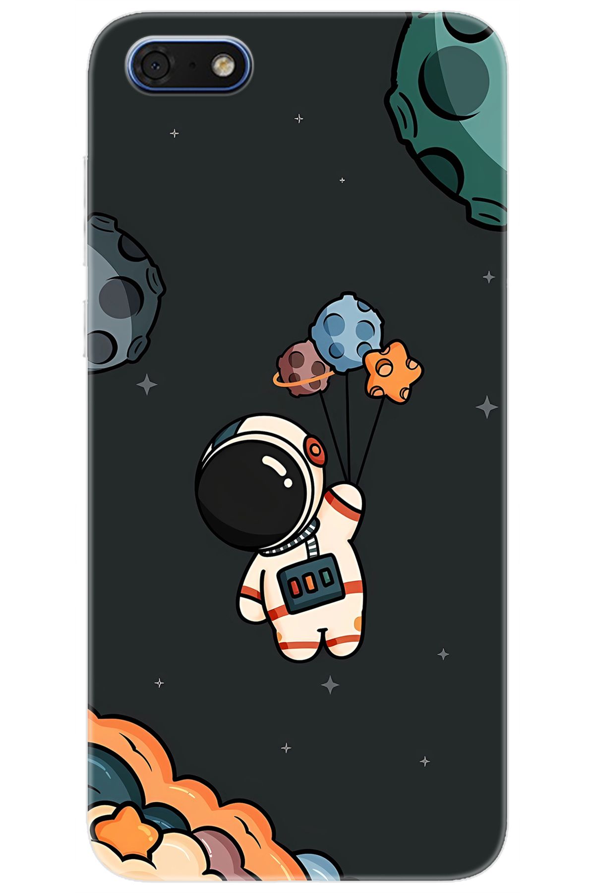 Ceppare Huawei Y5 2018 (DRA-L21) Uyumlu Kılıf Desen Baskılı Silikon Astronot STK:628 CP-FvzBAnA