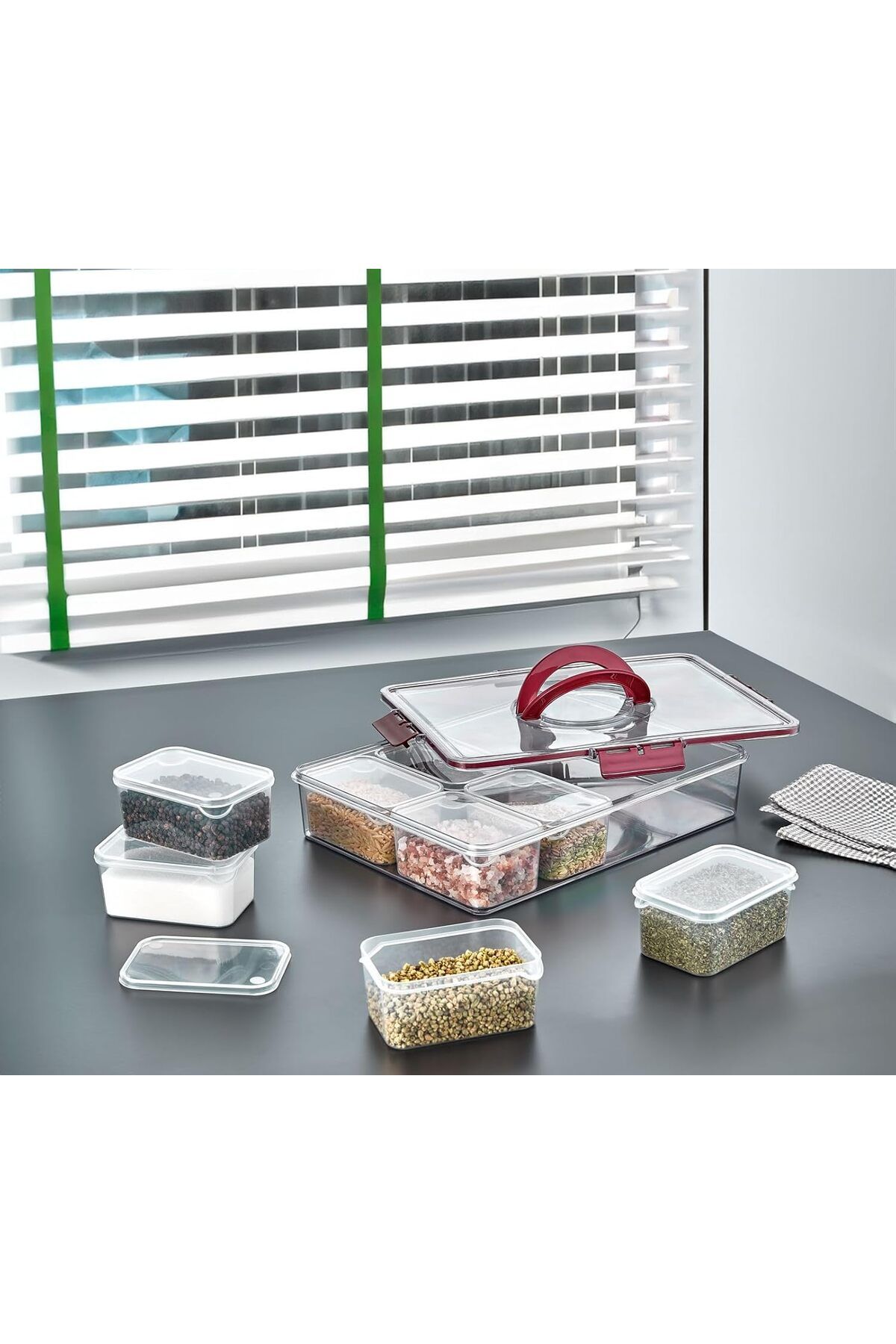 STOREMAX nffashopm Home 8'li Saklama Kabı Seti, Kahvaltılık Taşıma Kutulu ve Düzenleyici, Buzdolabı Or