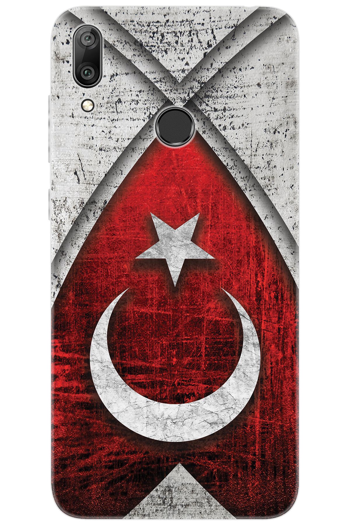 Ceppare Huawei Y7 Prime 2019 (DUB-LX3) Uyumlu Kılıf Desen Baskı Silikon Türk Bayrağı STK:380 CP-N9Oms1y