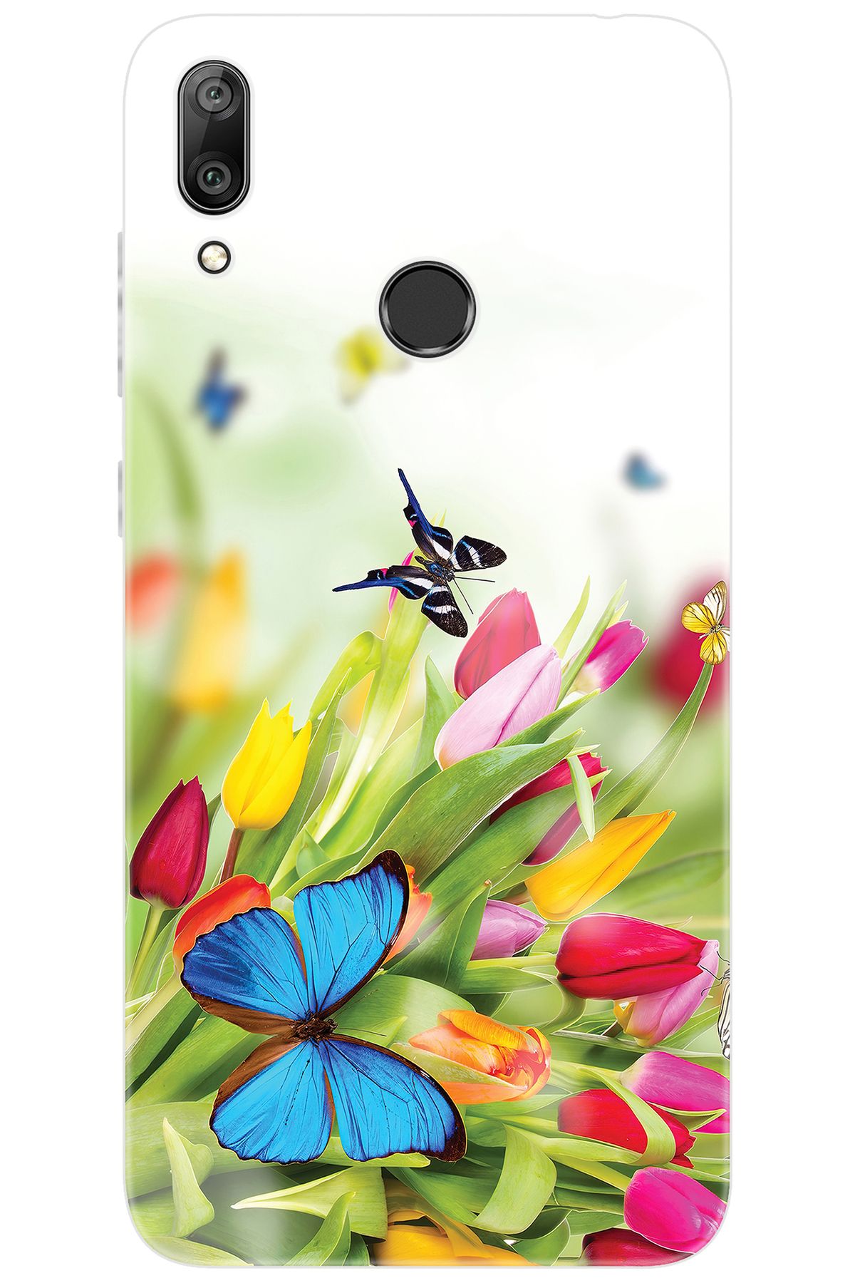 Ceppare Huawei Y7 Prime 2019 (DUB-LX3) Uyumlu Kılıf Desen Baskı Silikon Kelebekler STK:542 CP-c4J8KvI