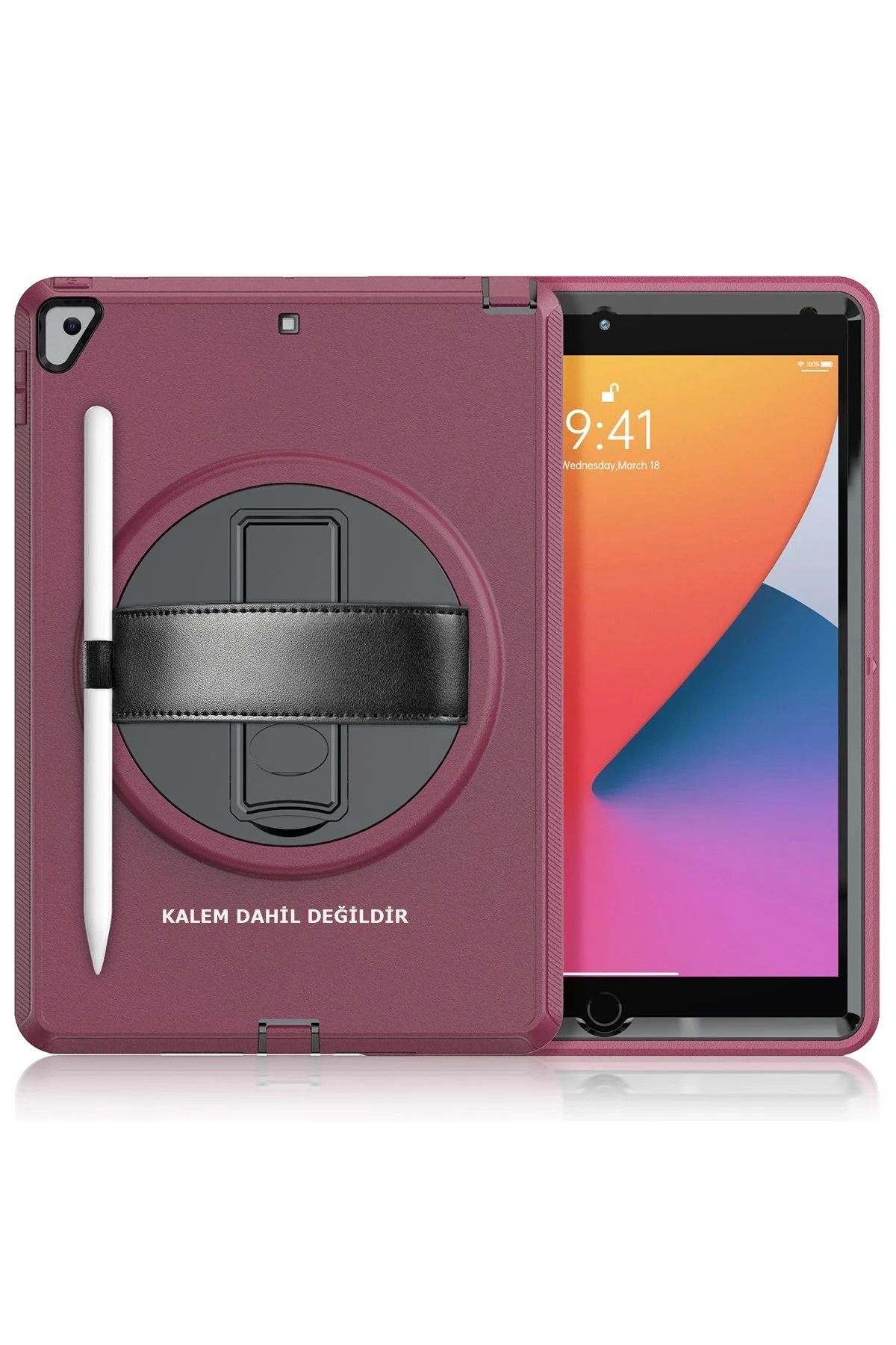 NewFace iPad 10.2 (7.nesil) Kılıf Hand Strap Tablet Kılıfı - Mürdüm JOJUA