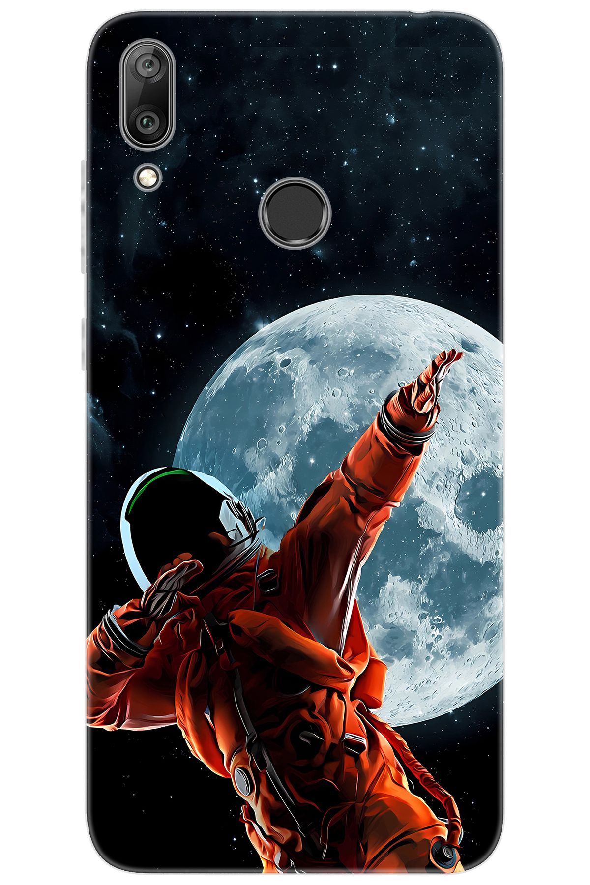 Ceppare Huawei Y7 Prime 2019 (DUB-LX3) Uyumlu Kılıf Desen Baskı Silikon Astronot STK:674 CP-eVedJgz
