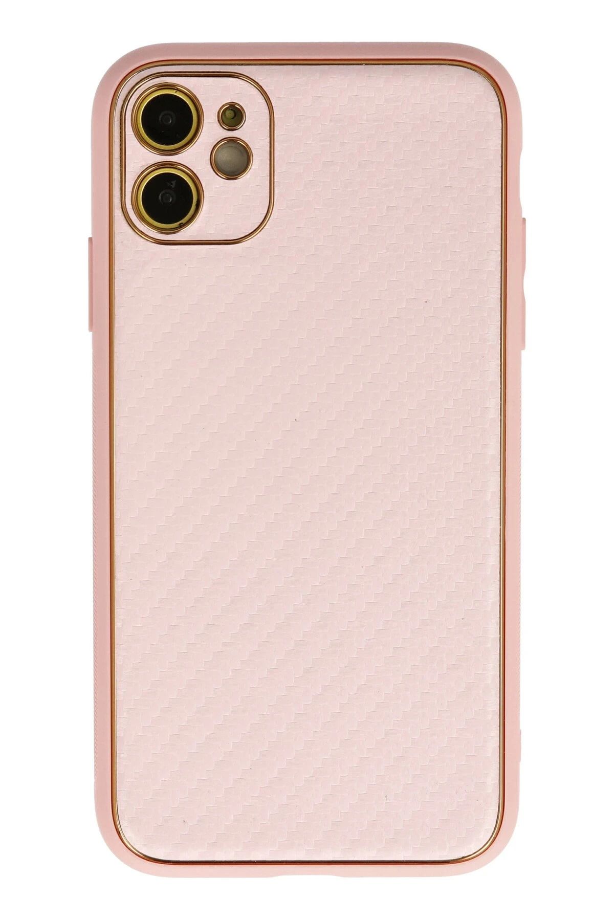 NewFace iPhone 12 Kılıf Coco Karbon Silikon - Pembe LZWDR