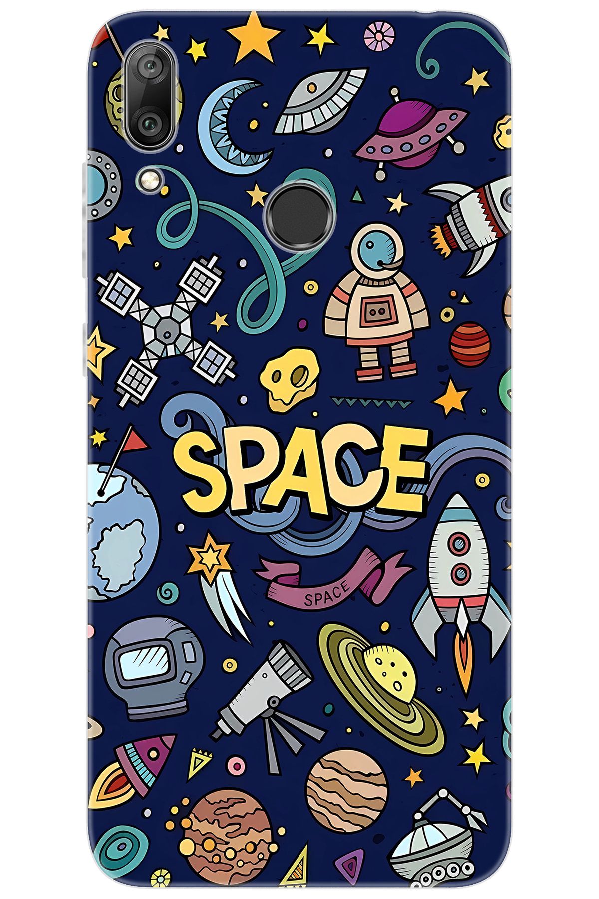 Ceppare Huawei Y7 Prime 2019 (DUB-LX3) Uyumlu Kılıf Desen Baskı Silikon Space STK:623 CP-ZjUMc56