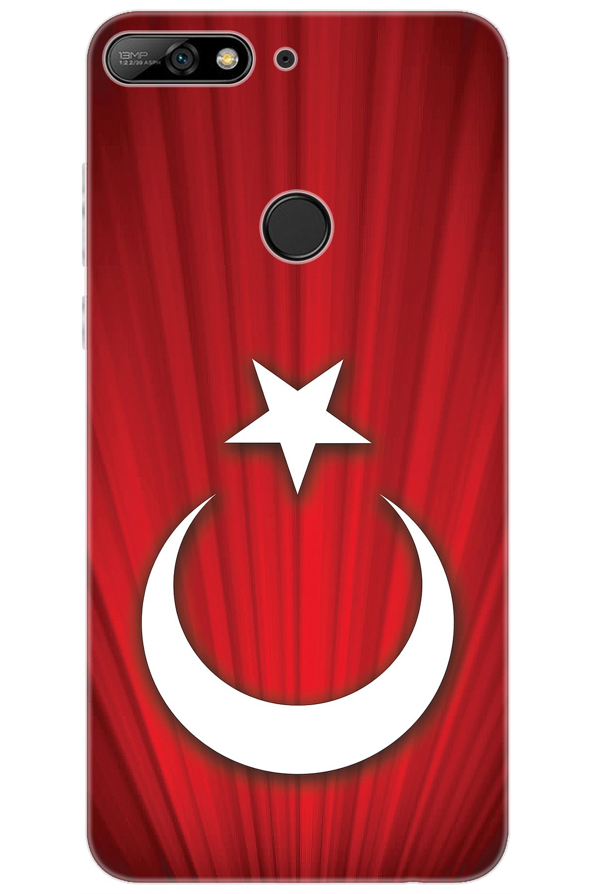 Ceppare Huawei Y7 Prime 2018 (LDN-L21) Uyumlu Kılıf Desen Baskı Silikon Türk Bayrağı STK:382 CP-kgjZal0