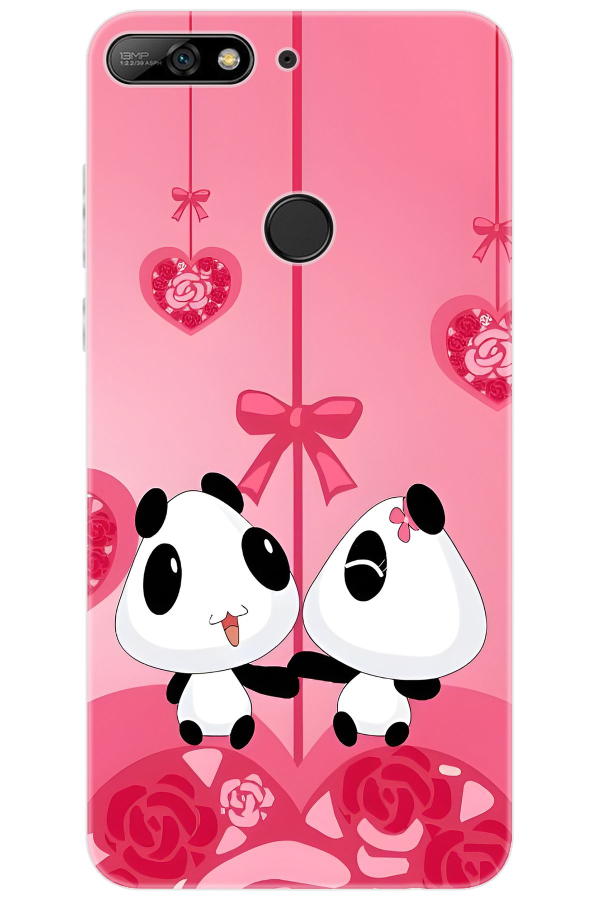 Ceppare Huawei Y7 Prime 2018 (LDN-L21) Uyumlu Kılıf Desenli Silikon Sevimli Pandalar STK:166 CP-141Oj4H