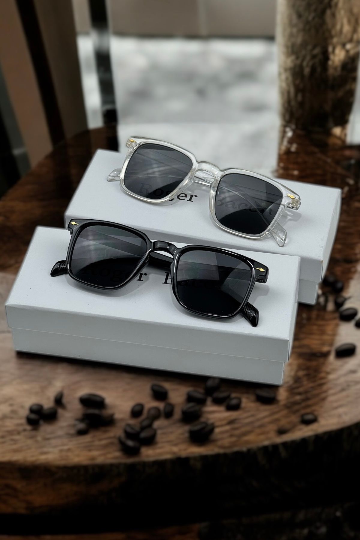 Roger Bacon İkili Set Vintage Siyah-Kahverengi Güneş Gözlüğü Erkek Güneş Gözlüğü Kadın Güneş Gözlüğü