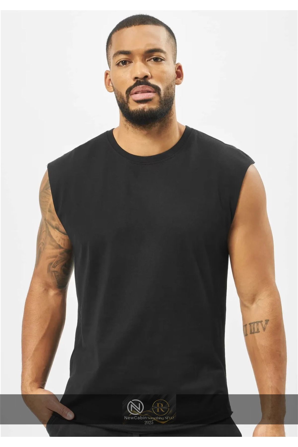 NewCabin Yeni Sezon Pamuklu Antrenman-Günlük Sporcu Atleti Oversize Kolsuz T-Shirt