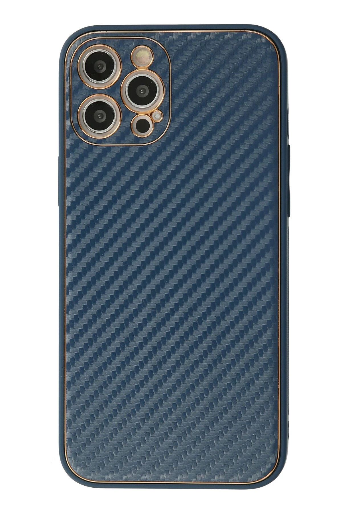 NewFace iPhone 12 Pro Kılıf Coco Karbon Silikon - Mavi NRMSA
