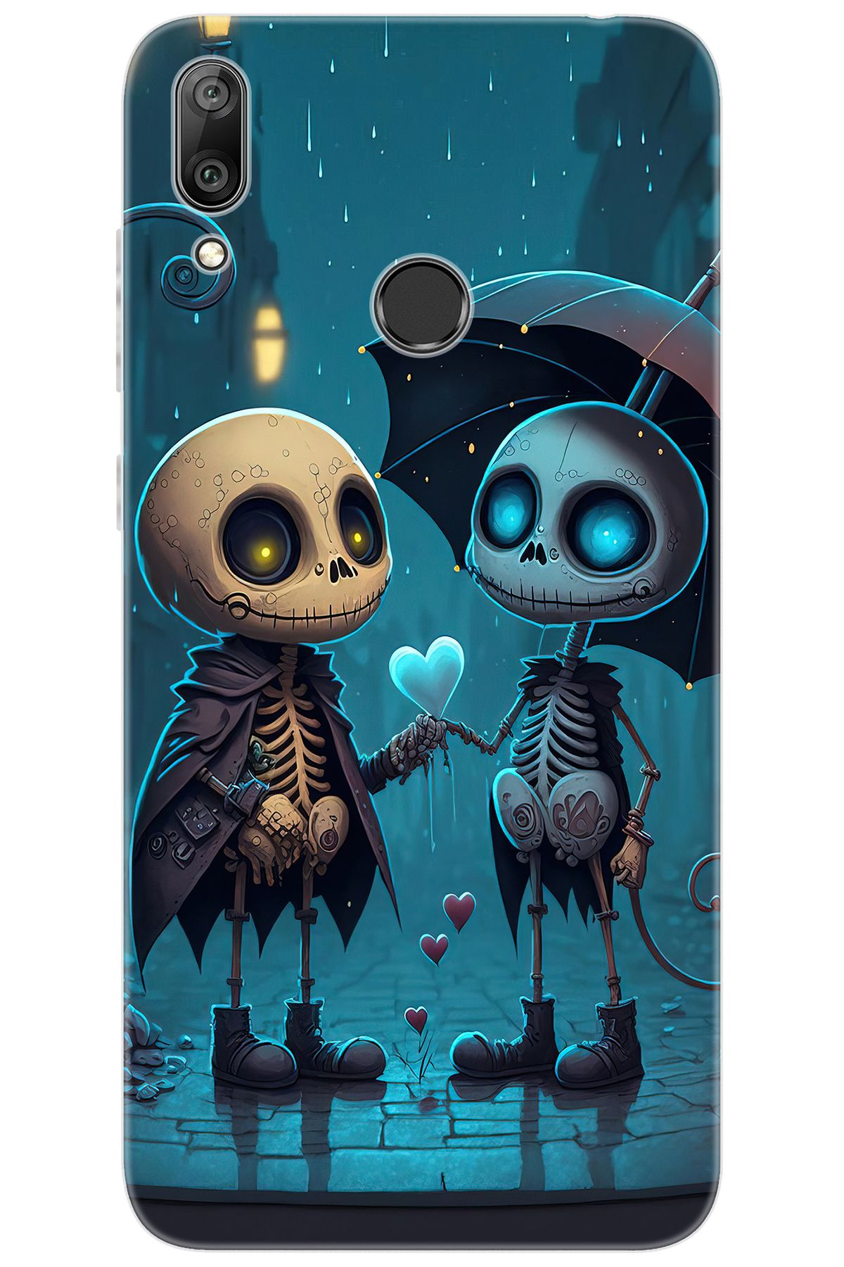 Ceppare Huawei Y7 Prime 2019 (DUB-LX3) Uyumlu Kılıf Desenli Silikon Aşık İskeletler STK:733 CP-Lo2a4FB