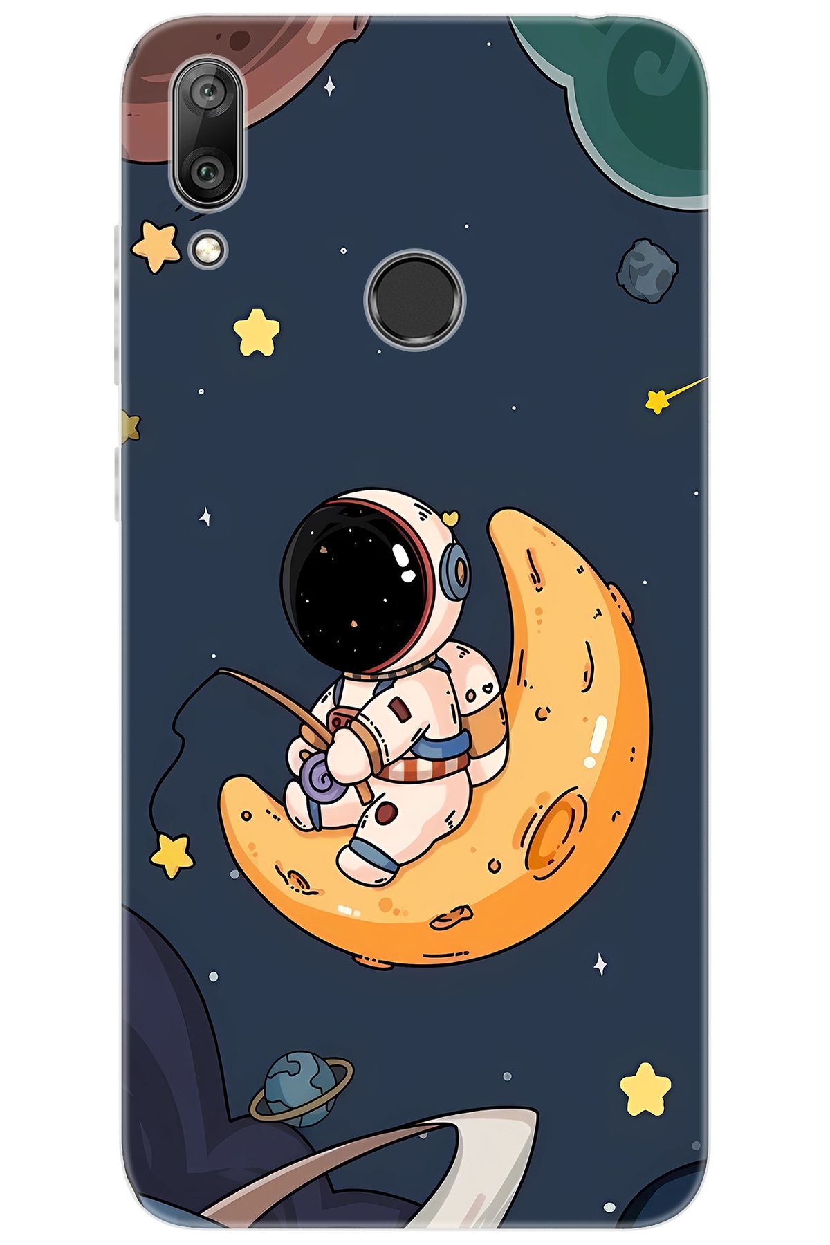 Ceppare Huawei Y7 Prime 2019 (DUB-LX3) Uyumlu Kılıf Desen Baskı Silikon Astronot STK:698 CP-qmNobhw