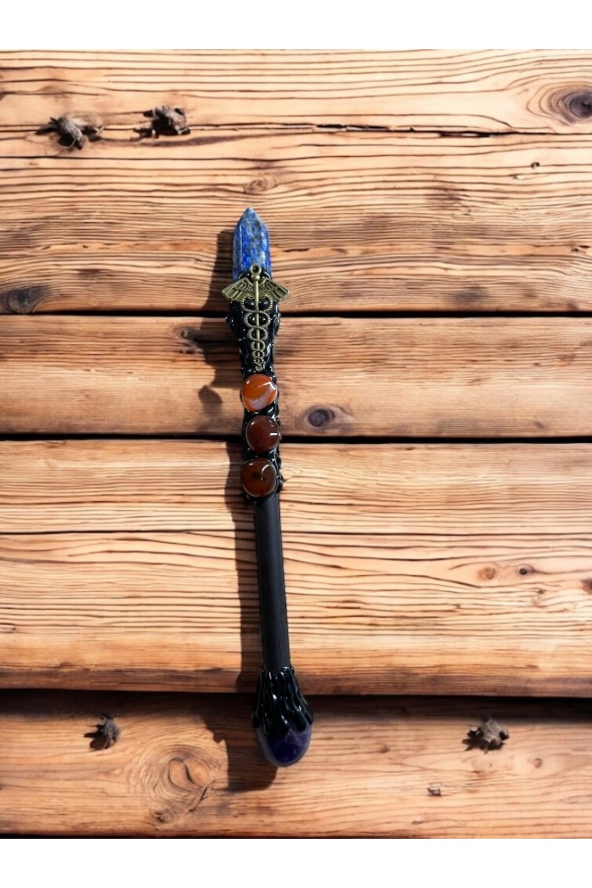 The Magıc of Healıng Doğal Taş Asa, Kristal Asa ( lapis lazuli, akil, ametist )