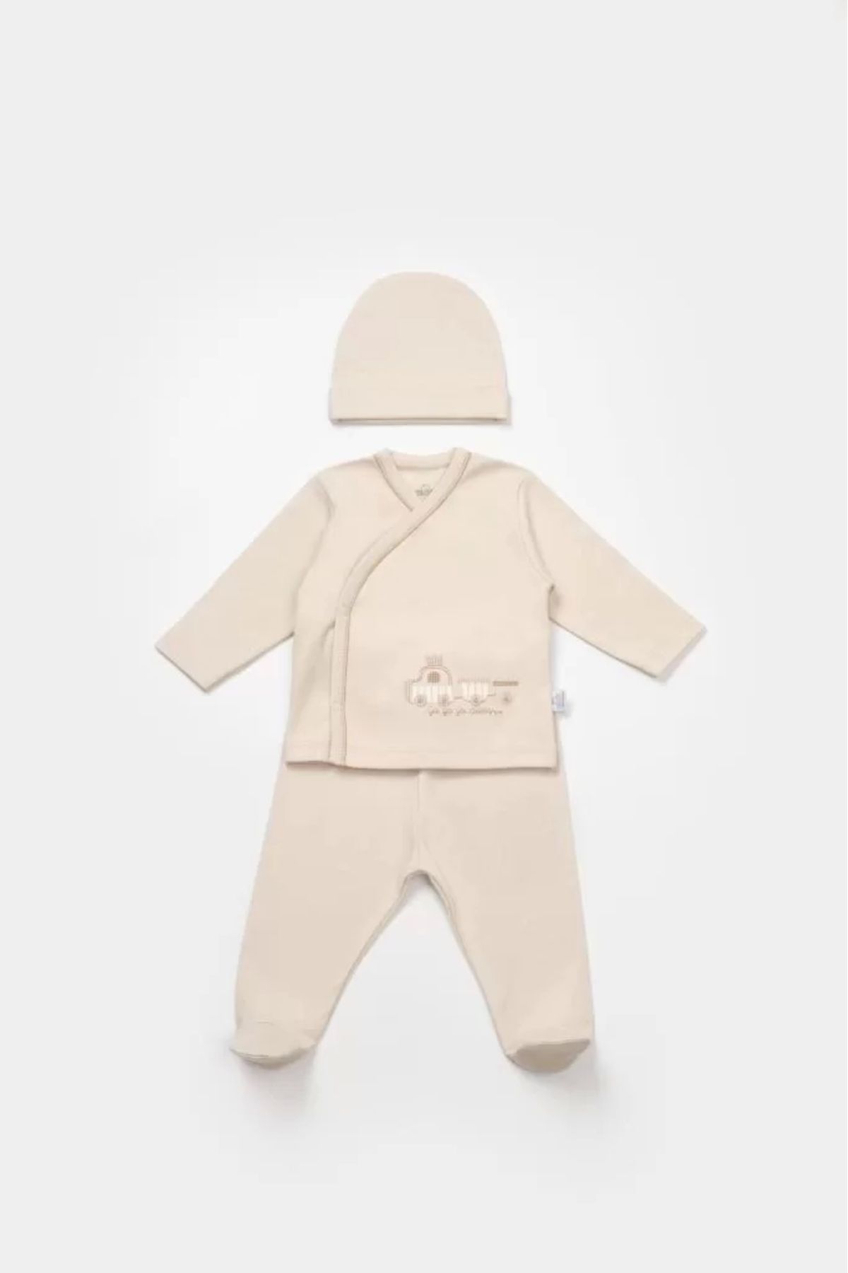 Kaplan Bimini Canvas Trains Boy 3'lü Set Latte