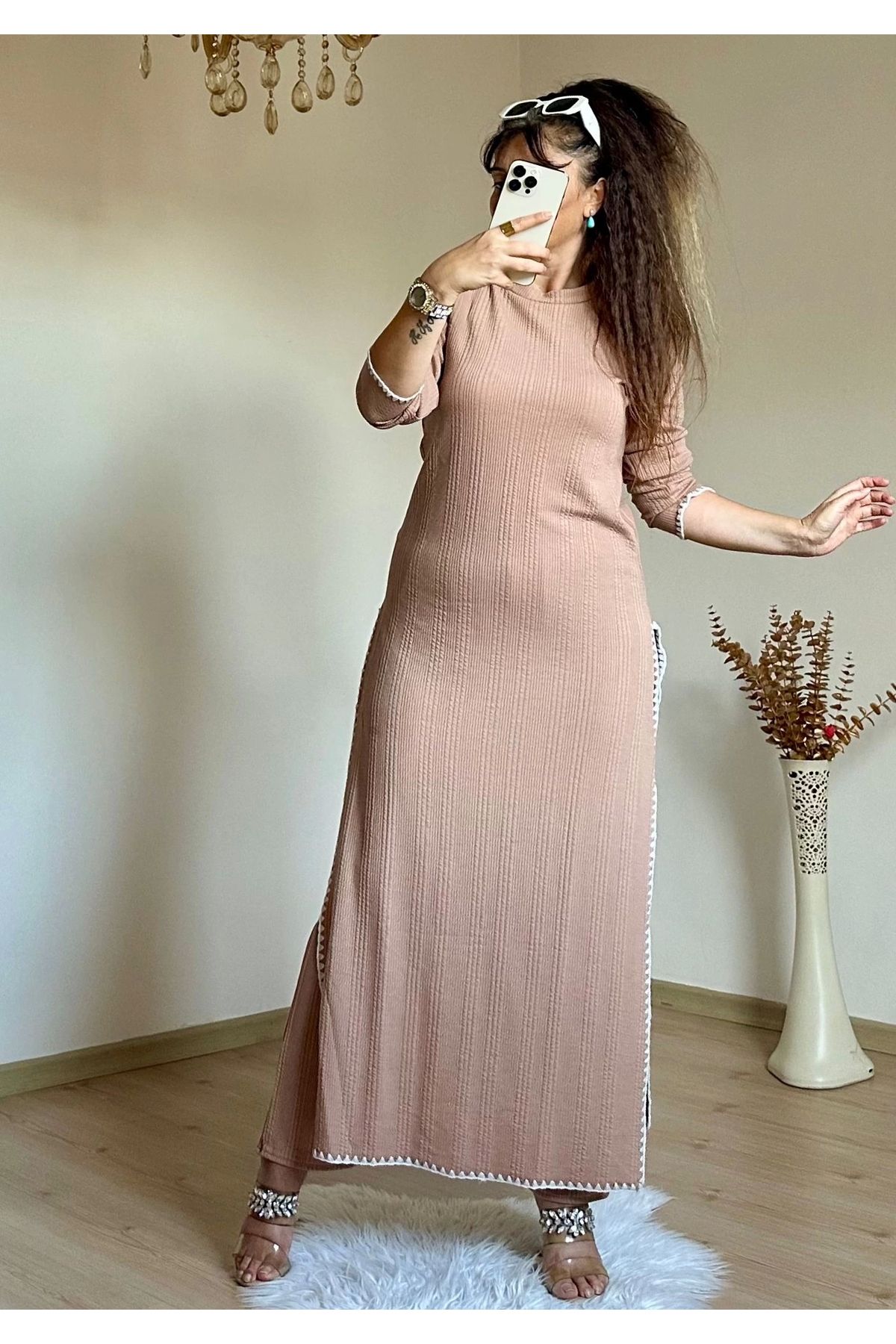 azra moda İkili Tunık Takım Bej