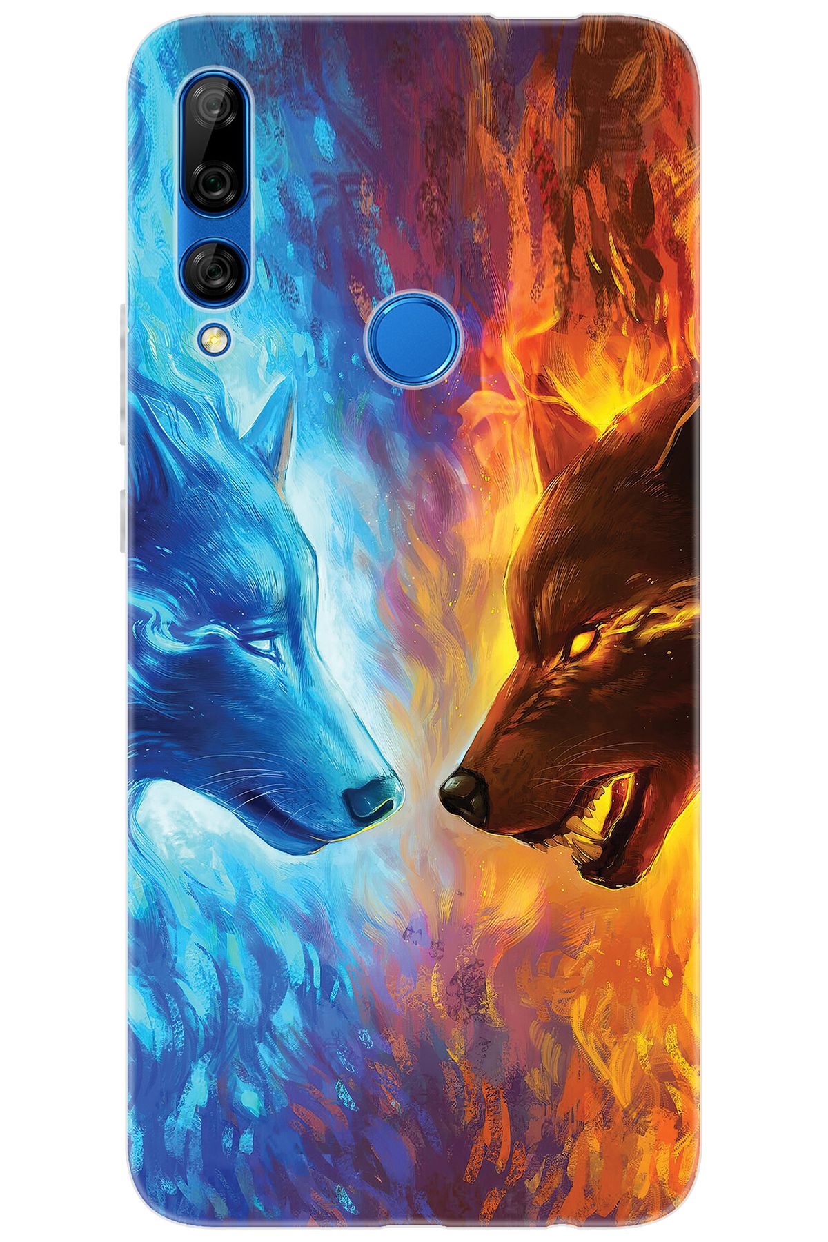 Ceppare Huawei Y9 Prime 2019 (STK-L21) Uyumlu Kılıf Desenli Silikon Alev ve Kurtlar STK:489 CP-k5hAGb0