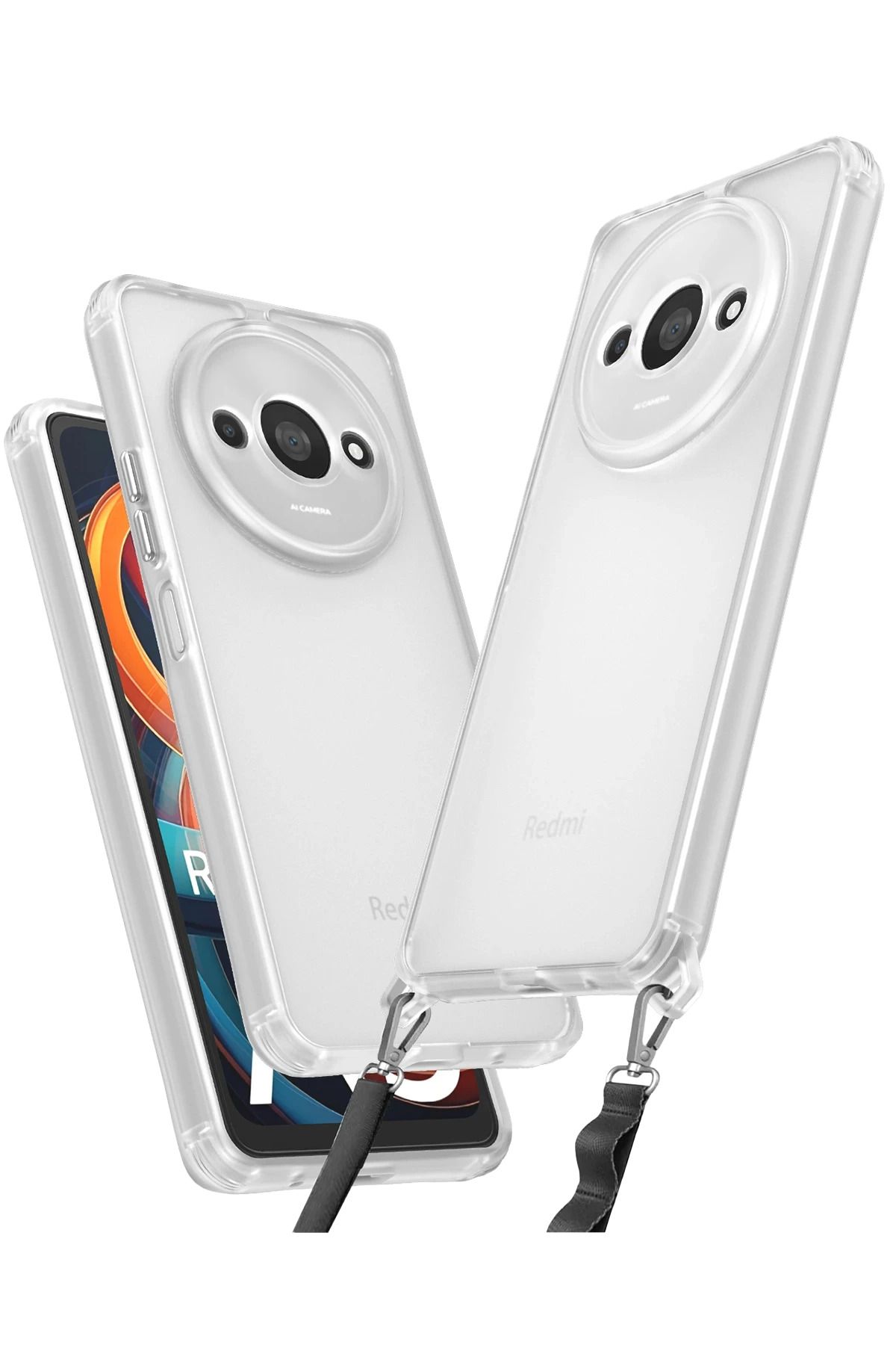 Deppo Trend Xiaomi Redmi A3 4G Uyumlu Kılıf iP Askılı Kamera Lens Çevresi Korumalı Sararmaya Dayanıklı Kapak