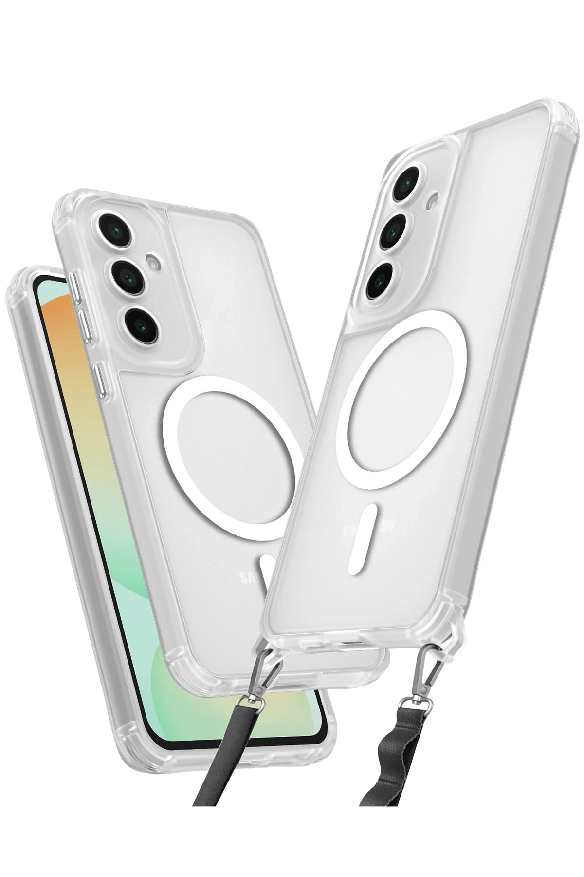 NewFace Samsung Galaxy S25 Kılıf Enka Magsafe Silikon Kılıf - Şeffaf FERRG