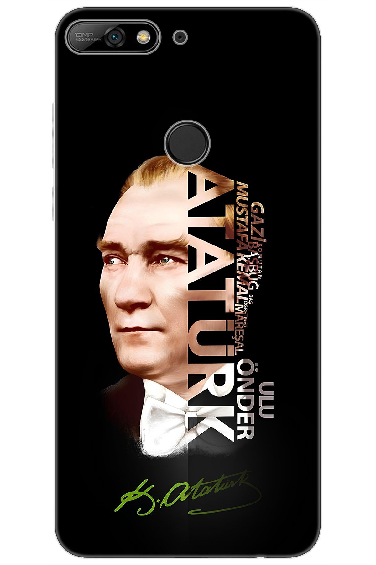 Ceppare Huawei Y7 Prime 2018 (LDN-L21) Uyumlu Kılıf Desen Baskı Silikon Atatürk STK:681 CP-nTRhiSR