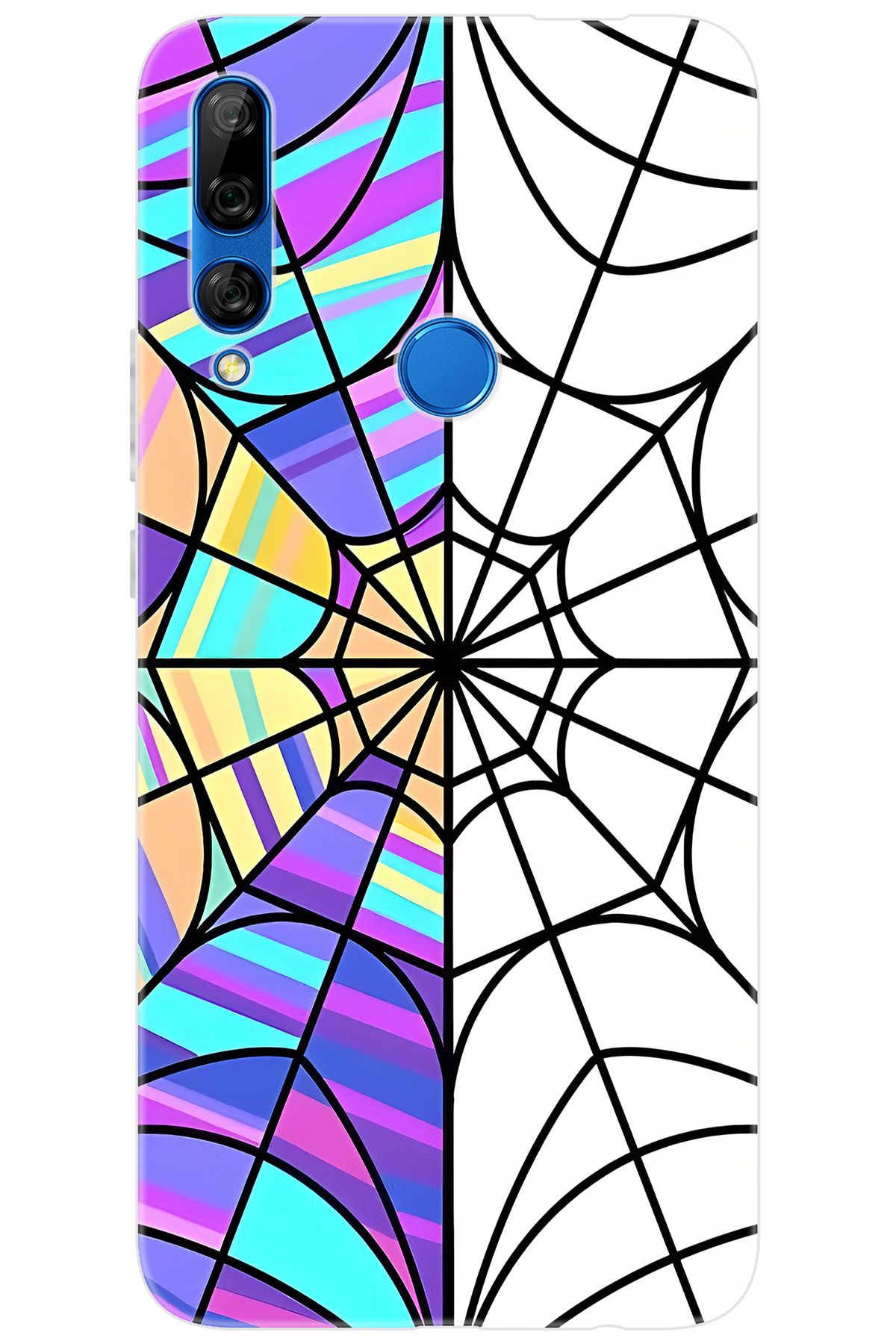 Ceppare Huawei Y9 Prime 2019 (STK-L21) Uyumlu Kılıf Desen Baskı Silikon Örümcek Ağı STK:753 CP-rjV08l7