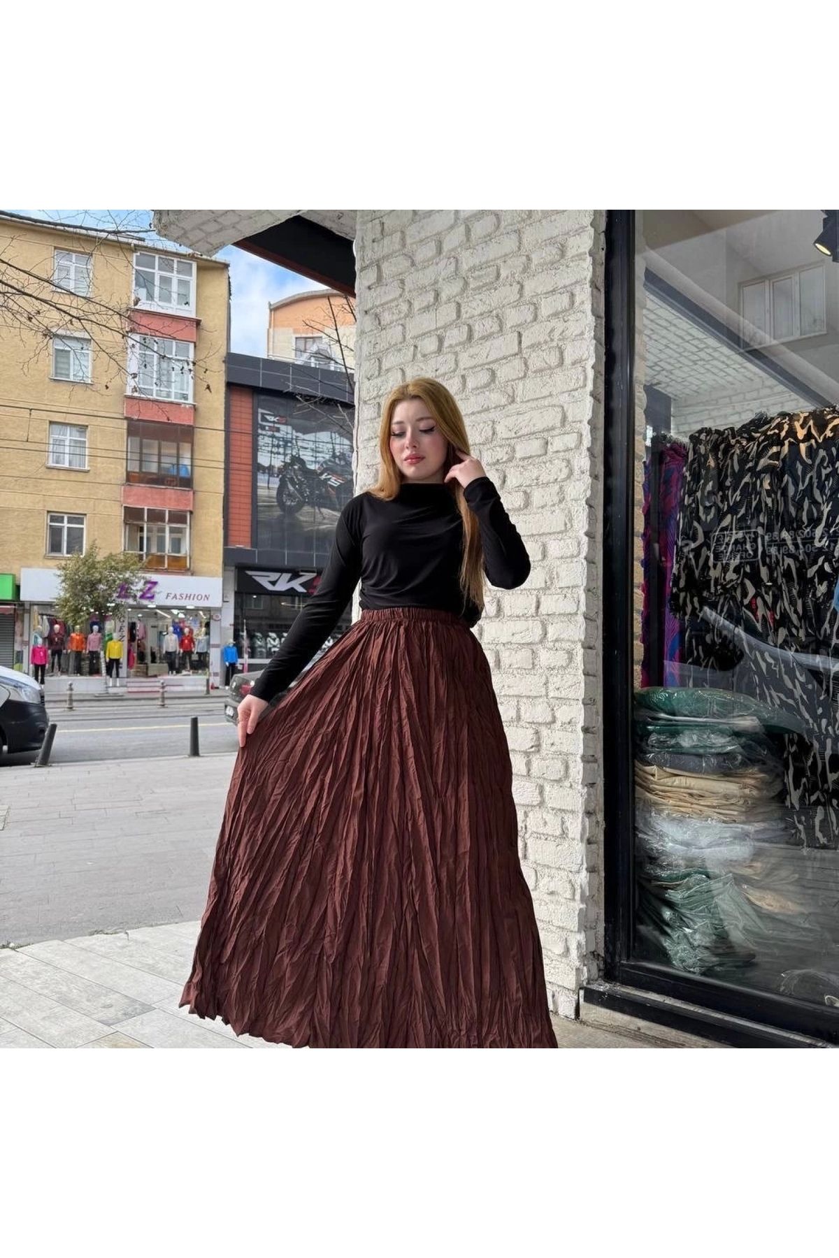 BYB MODA TASARIM Kraş etek kahve