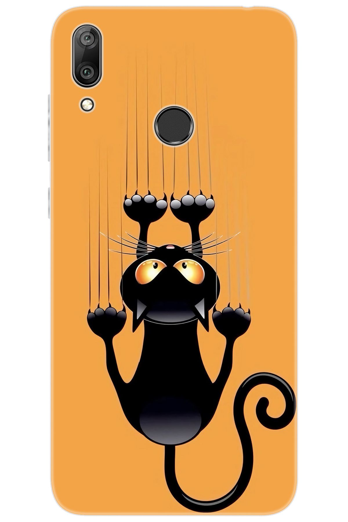 Ceppare Huawei Y7 Prime 2019 (DUB-LX3) Uyumlu Kılıf Desen Baskı Silikon Kara Kedi STK:734 CP-XeX9rqQ