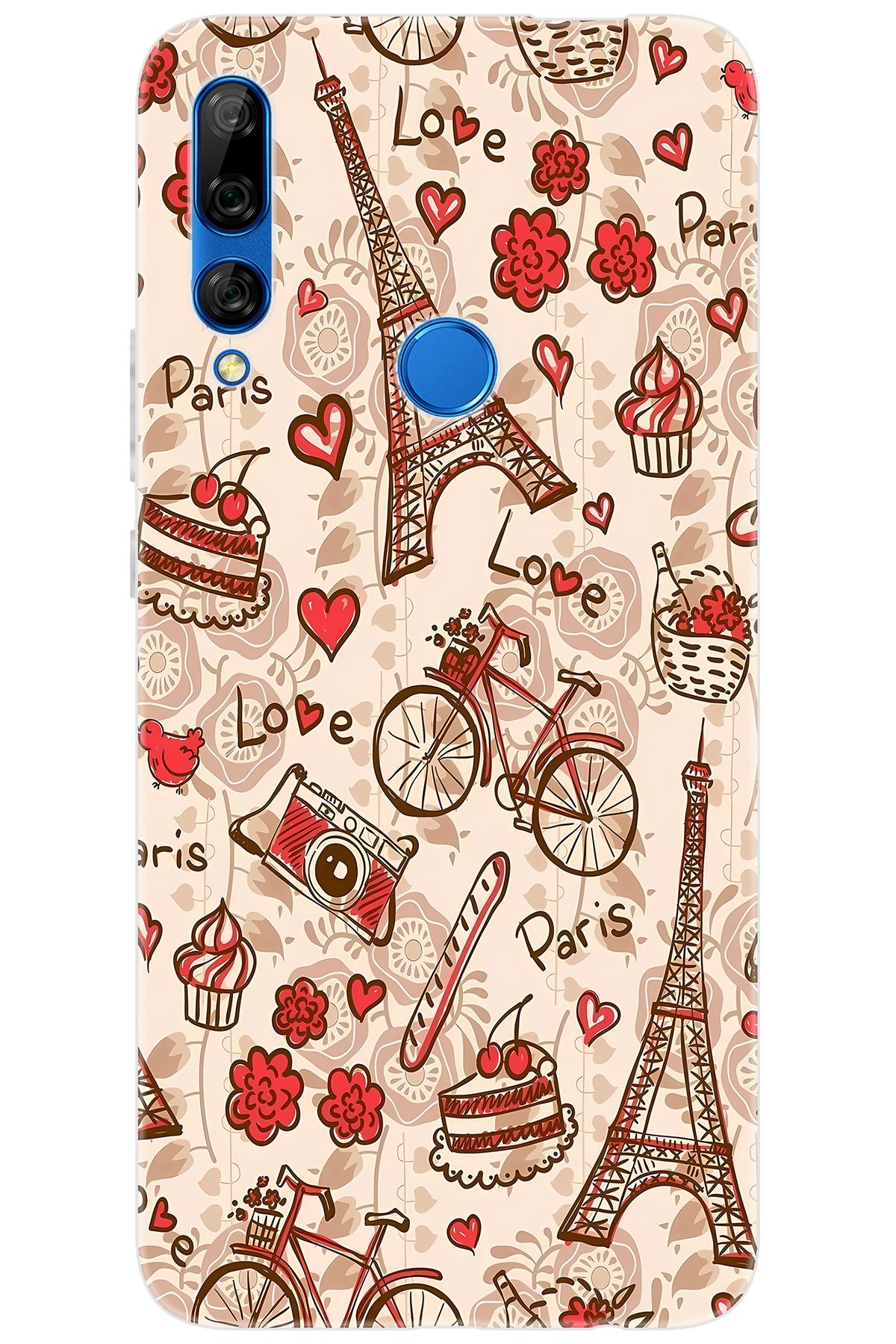 Ceppare Huawei Y9 Prime 2019 (STK-L21) Uyumlu Kılıf Desen Baskı Silikon Eyfel Serisi STK:678 CP-CoeUSpw