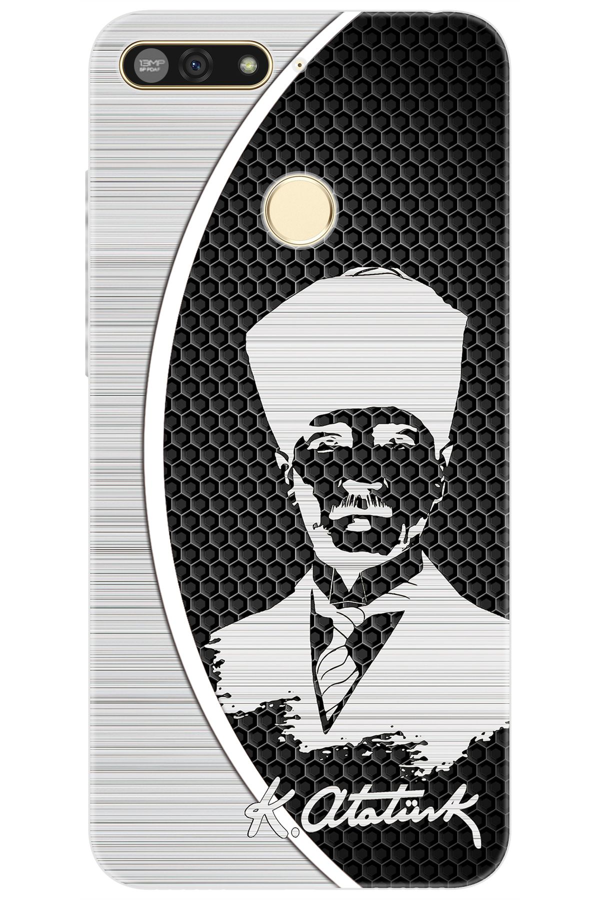 Ceppare Huawei Y6 Prime 2018 (ATU-L31/L42) Uyumlu Kılıf Desenli Silikon Atatürk Tasarım STK:398 CP-nQuK6F1