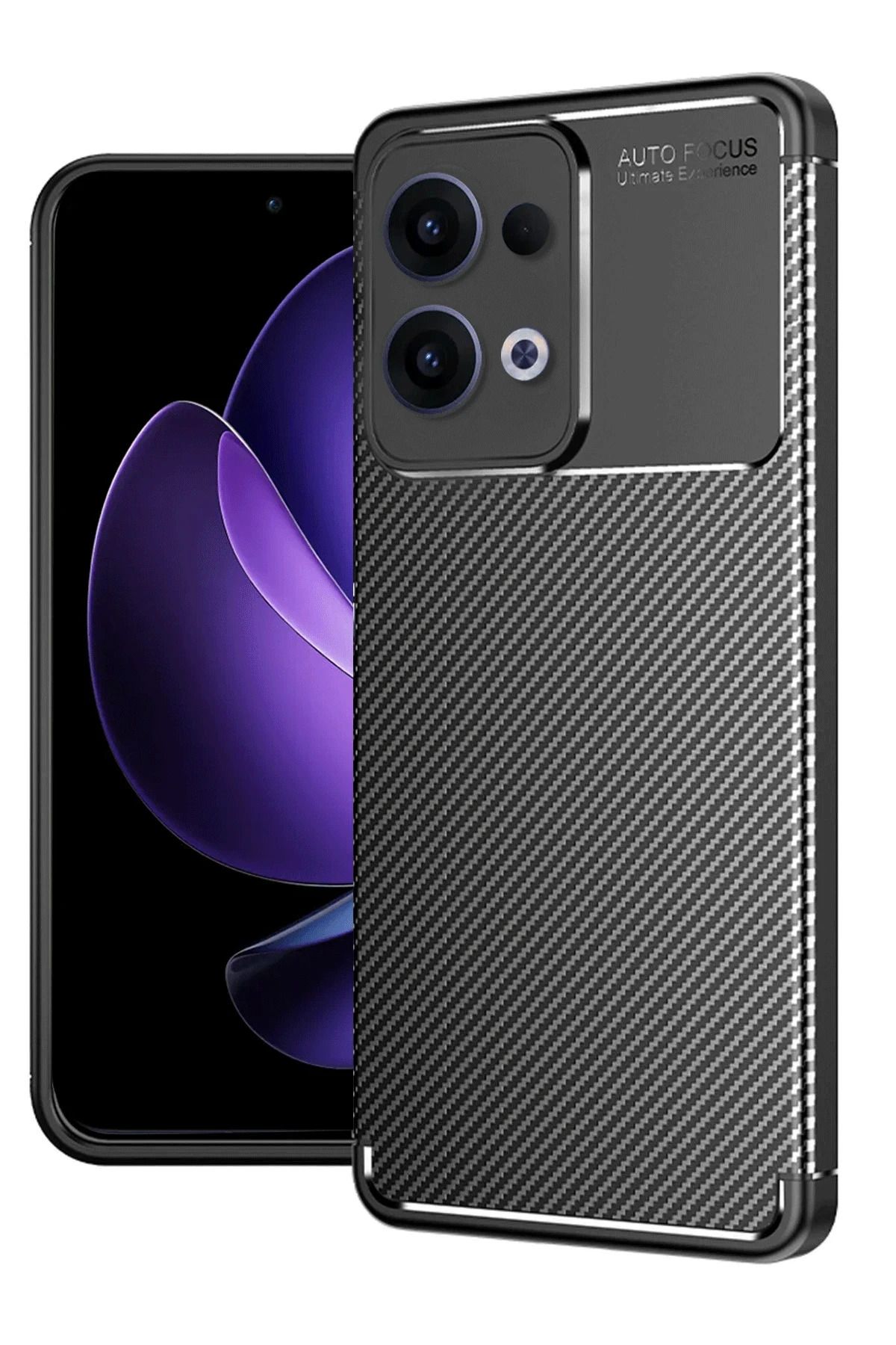 NewFace Reno 13 Pro Kılıf Auto Focus Karbon Kapak - Siyah NRMSA