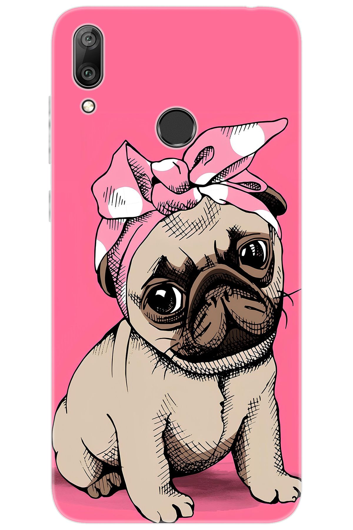 Ceppare Huawei Y7 Prime 2019 (DUB-LX3) Uyumlu Kılıf Desen Baskı Silikon Sevimli Pug STK:748 CP-l3fEEX7