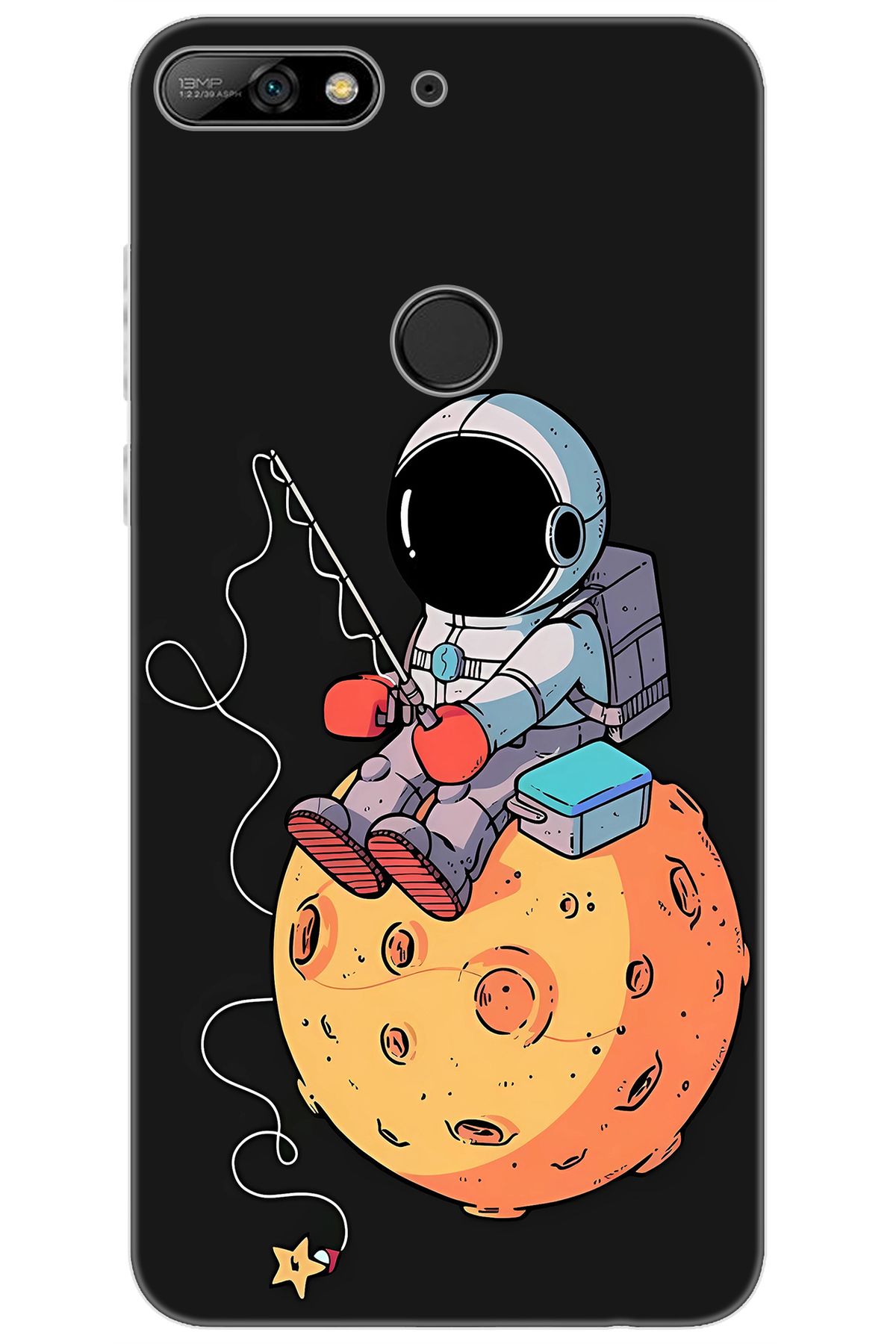 Ceppare Huawei Y7 Prime 2018 (LDN-L21) Uyumlu Kılıf Desen Baskı Silikon Astronot STK:640 CP-D2fEVzW