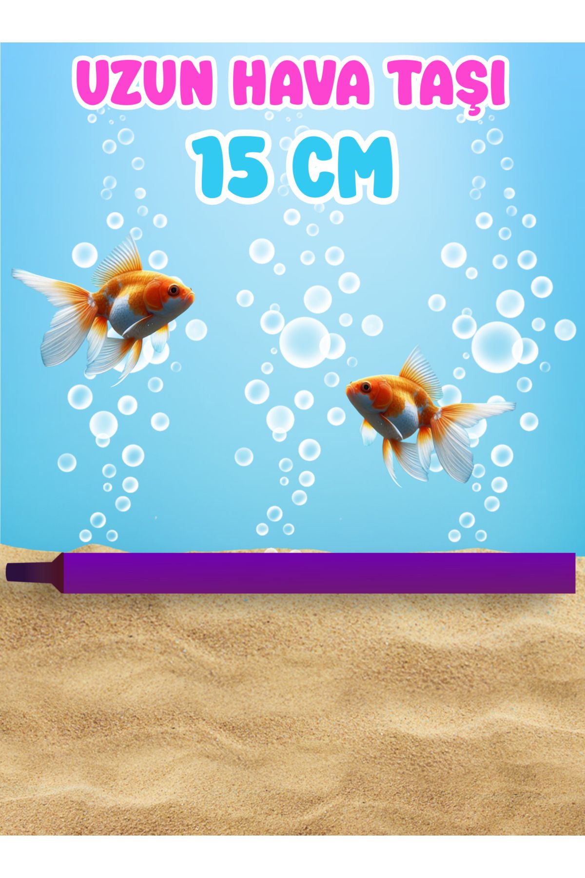 Akvaryum Uzun Hava Taşı 15 Cm ( Mor - Renk ) Akvaryum Hava Taşı Küçük Akvaryum ve Büyük Akvaryum