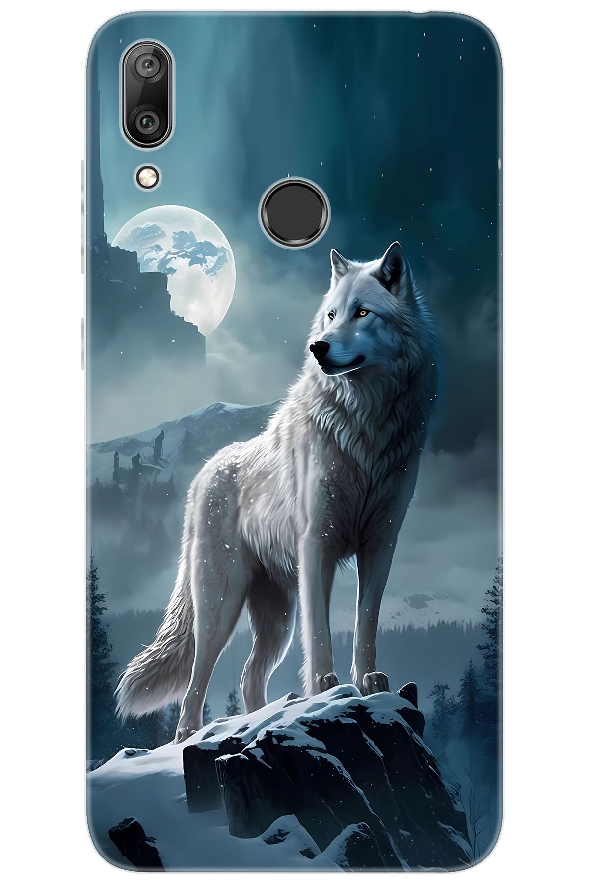 Ceppare Huawei Y7 Prime 2019 (DUB-LX3) Uyumlu Kılıf Desen Baskı Silikon Kurt STK:683 CP-wzAyx4S
