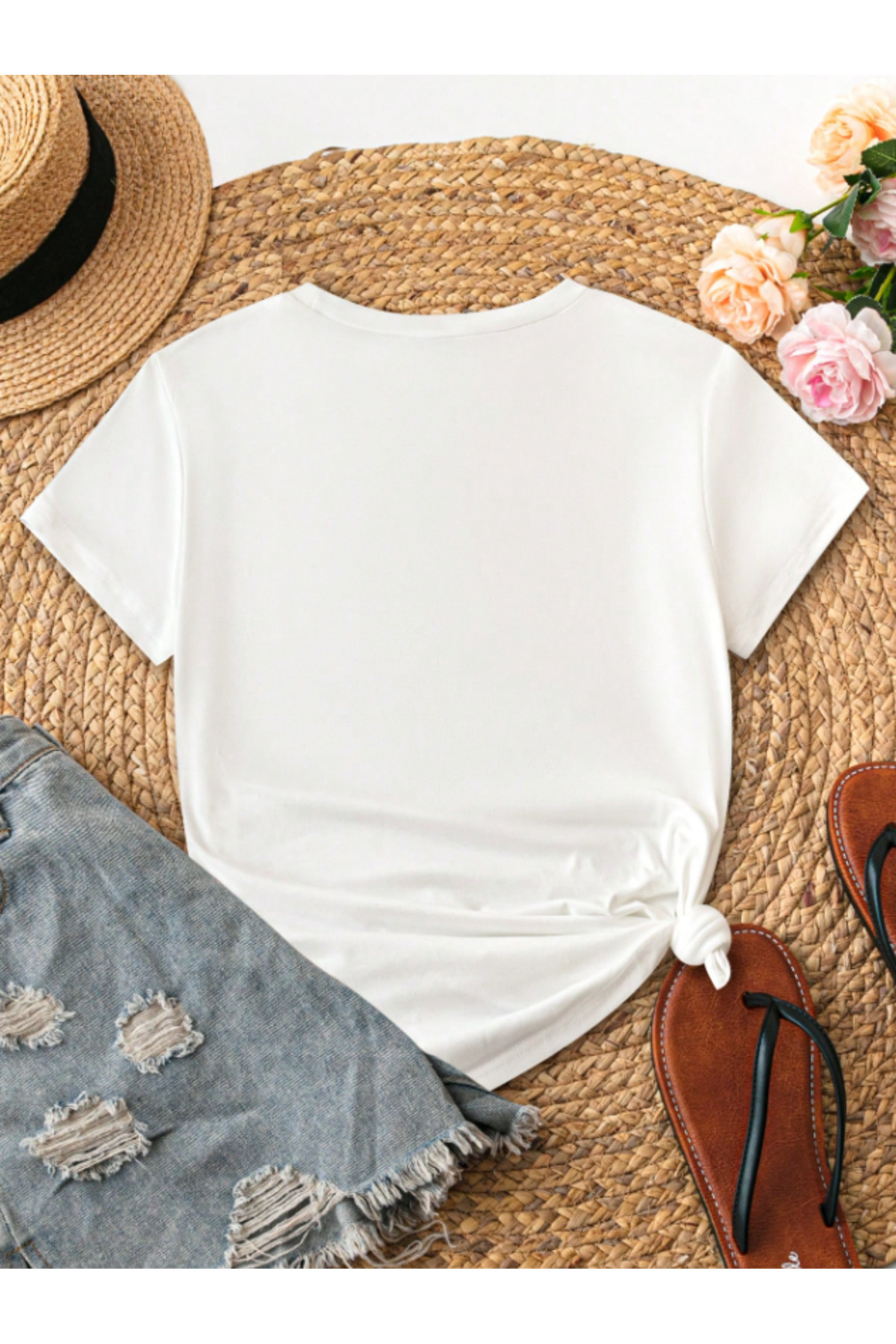 Framgan  Kadın Yazlık Çiçek Baskılı Kısa Kollu Tişört - Görsel 2