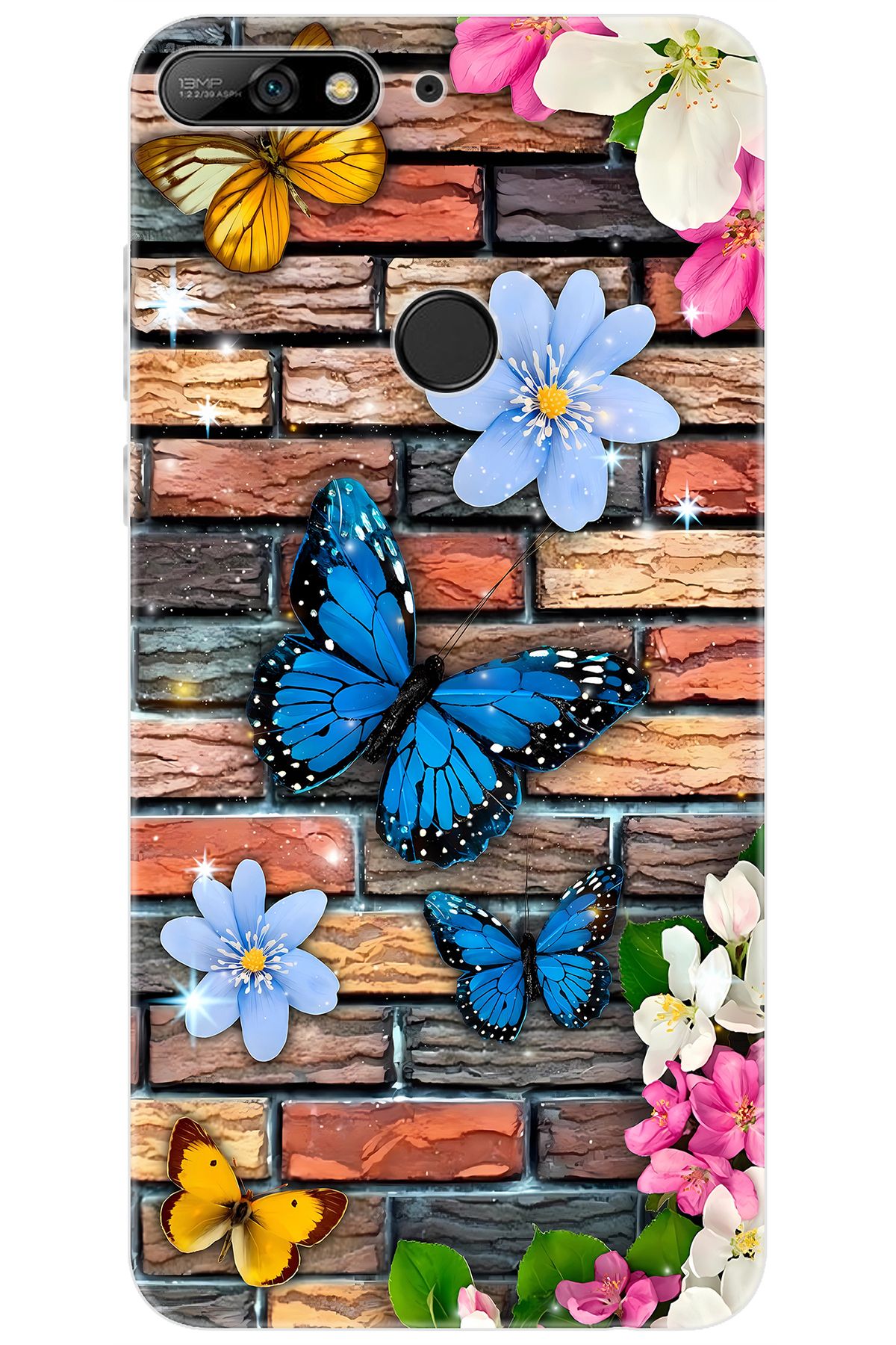 Ceppare Huawei Y7 Prime 2018 (LDN-L21) Uyumlu Kılıf Desen Baskı Silikon Kelebek STK:672 CP-W106zd2