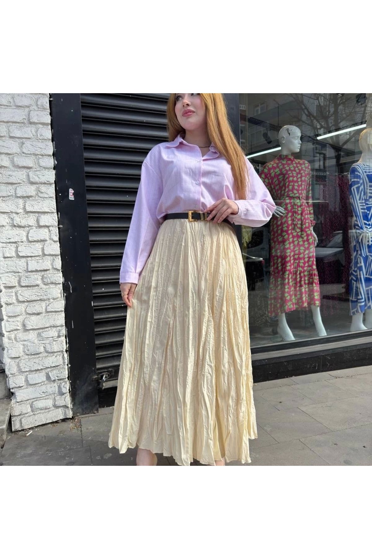 BYB MODA TASARIM Kraş etek krem