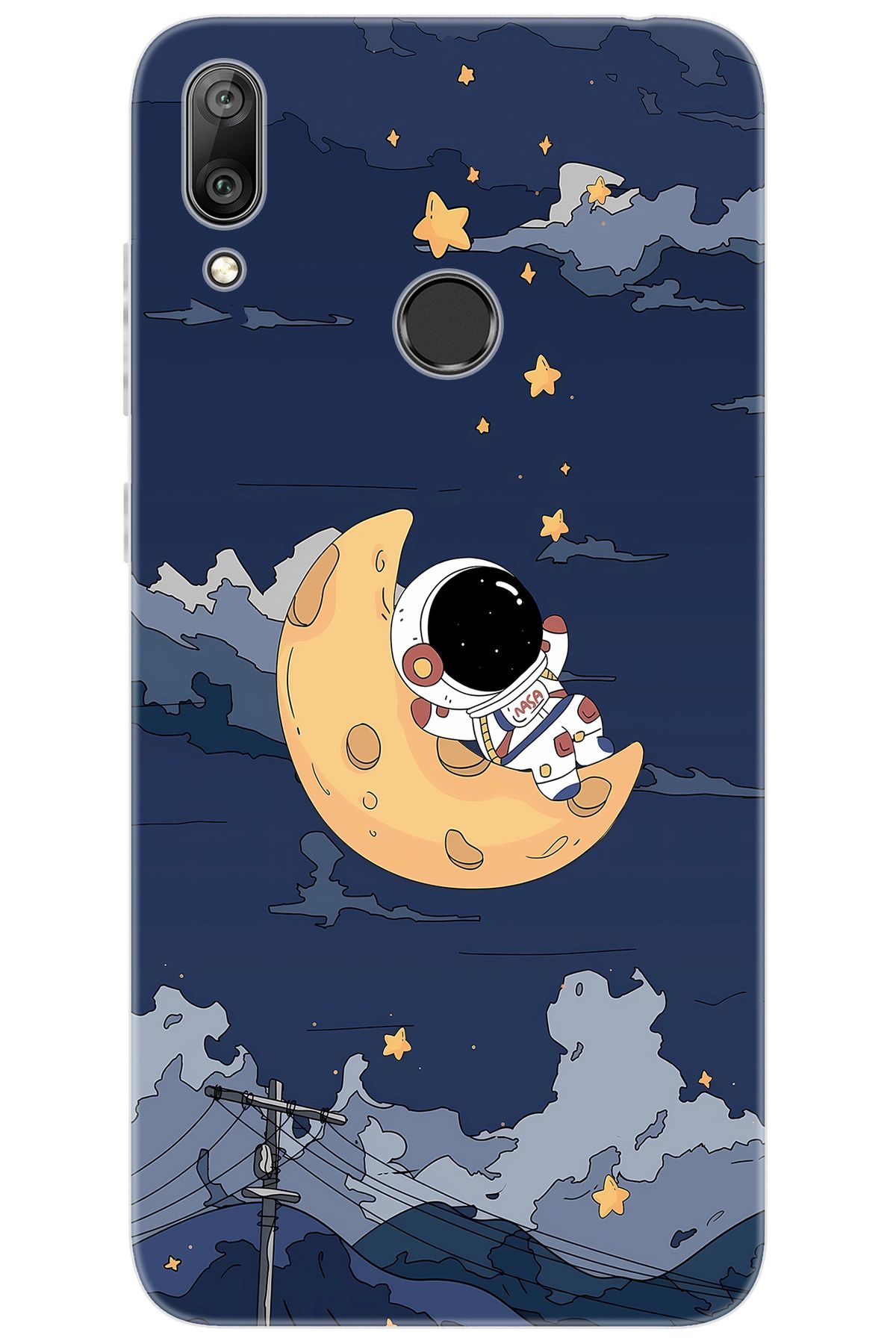 Ceppare Huawei Y7 2019 (DUB-LX1) Uyumlu Kılıf Desen Baskılı Silikon Astronot STK:684 CP-332iFpa