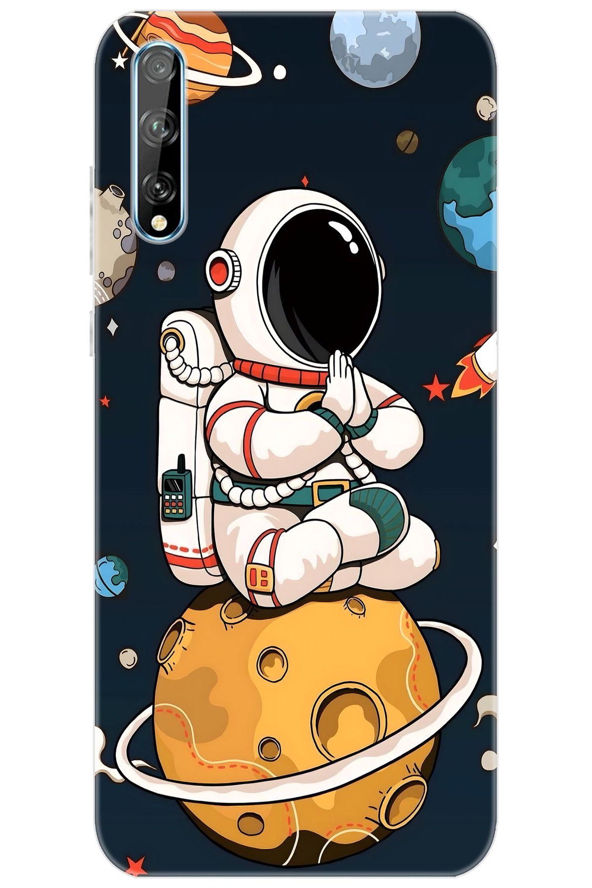 Ceppare Huawei Y8P (AQM-LX1) Uyumlu Kılıf Desen Baskılı Silikon Astronot STK:695 CP-gff6c25