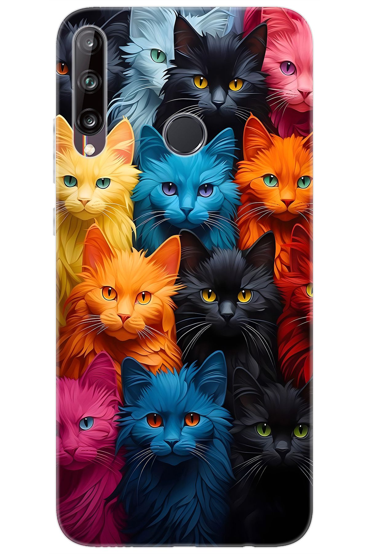Ceppare Huawei Y7P (ART-L29) Uyumlu Kılıf Desen Baskılı Silikon Renkli Kediler STK:713 CP-uyKj1Ob