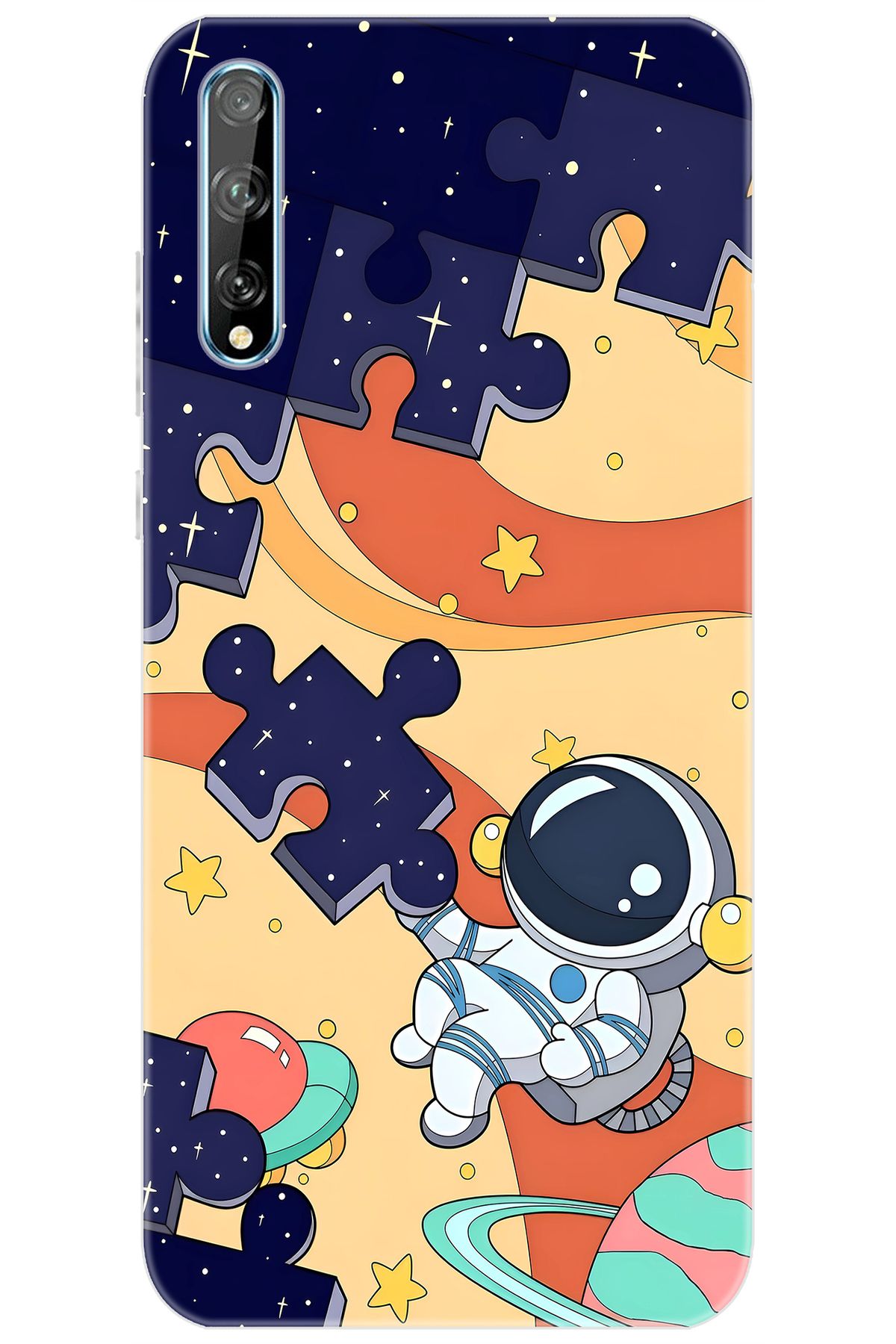 Ceppare Huawei Y8P (AQM-LX1) Uyumlu Kılıf Desen Baskılı Silikon Astronot STK:646 CP-8zFyZ3z