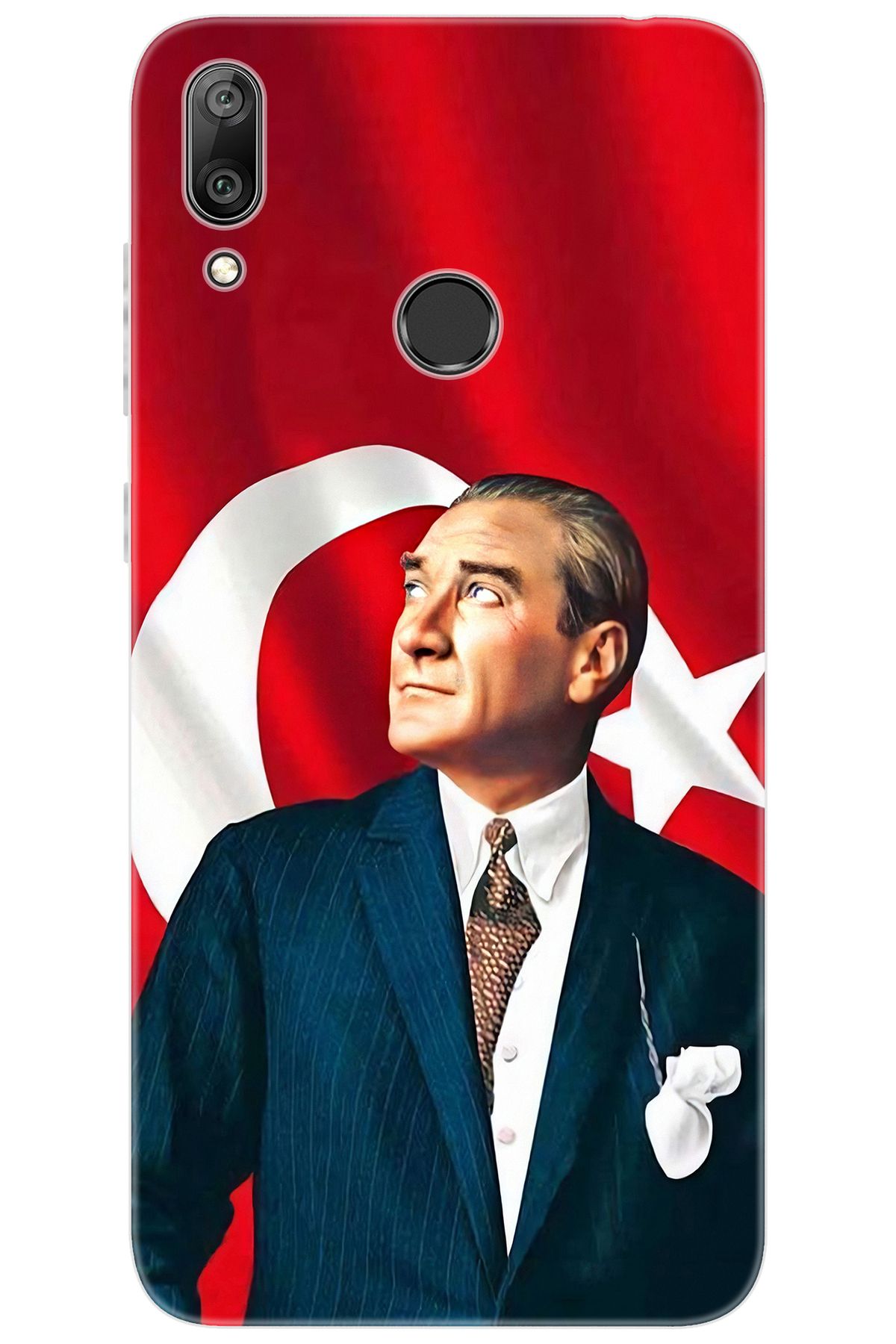 Ceppare Huawei Y7 2019 (DUB-LX1) Uyumlu Kılıf Desen Baskılı Silikon Atatürk STK:105 CP-UpIgDDd