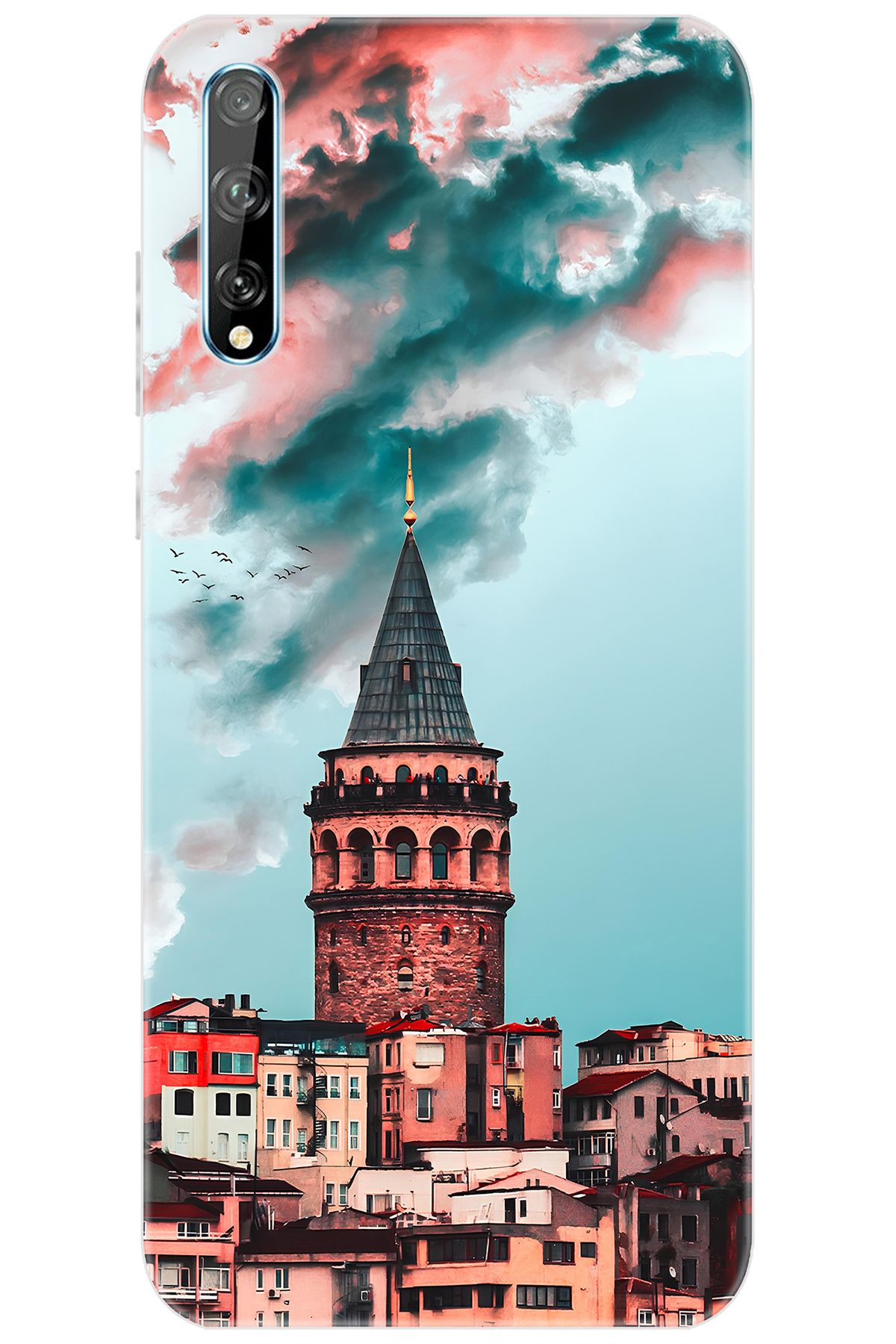 Ceppare Huawei Y8P (AQM-LX1) Uyumlu Kılıf Desen Baskılı Silikon Galata Kulesi STK:688 CP-iBuUXcr