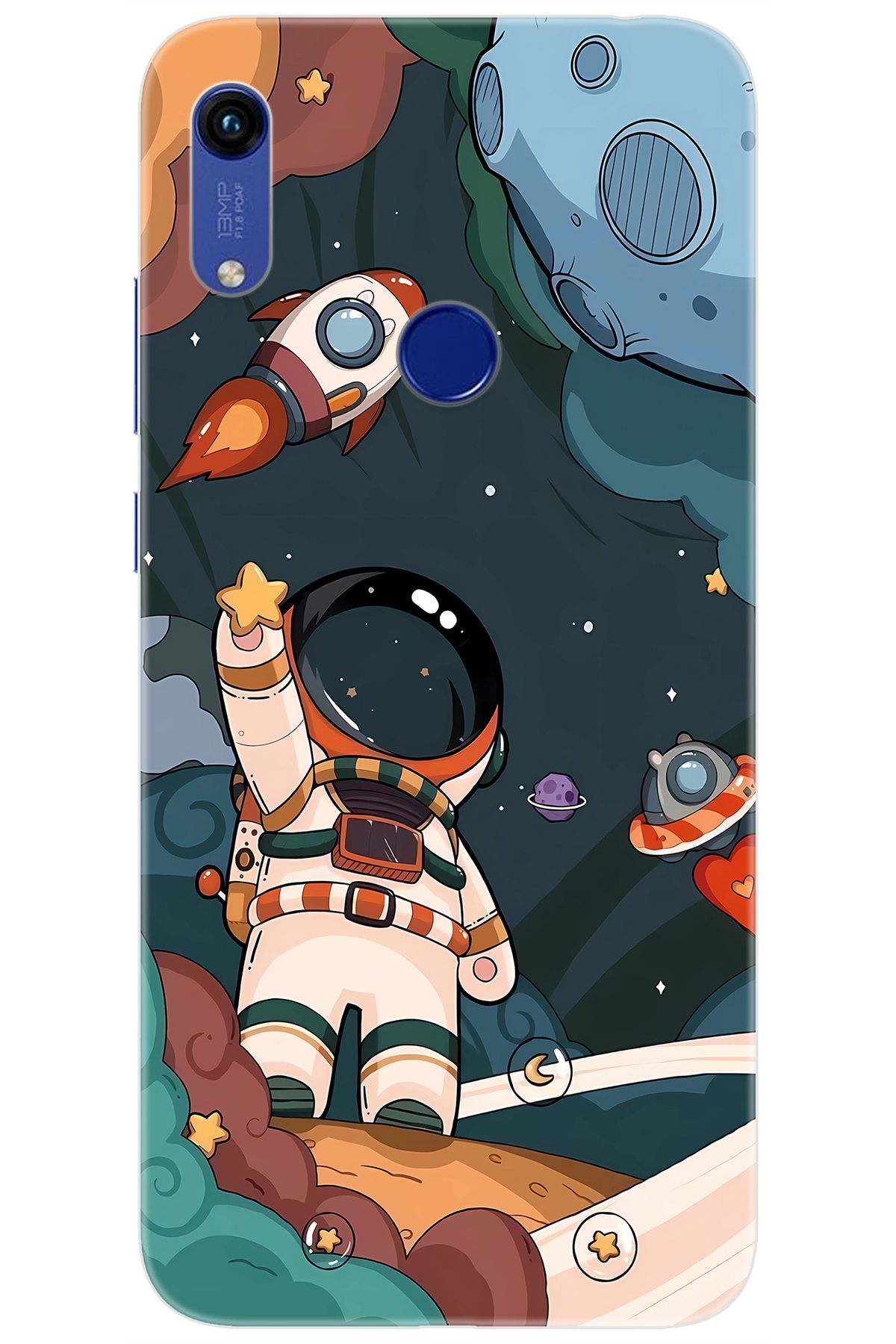 Ceppare Huawei Y6 2019 (MRD-LX1) Uyumlu Kılıf Desen Baskılı Silikon Astronot STK:696 CP-5h7UyQI