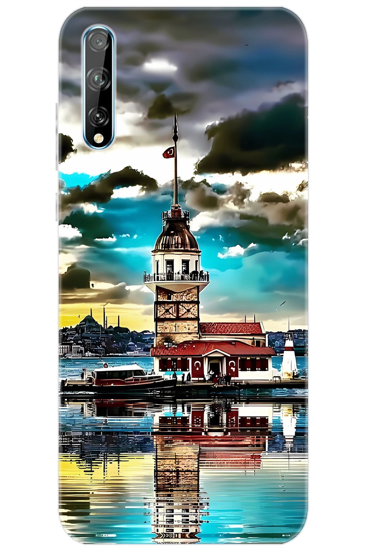 Ceppare Huawei Y8P (AQM-LX1) Uyumlu Kılıf Desen Baskılı Silikon Kız Kulesi STK:692 CP-dodUvfg