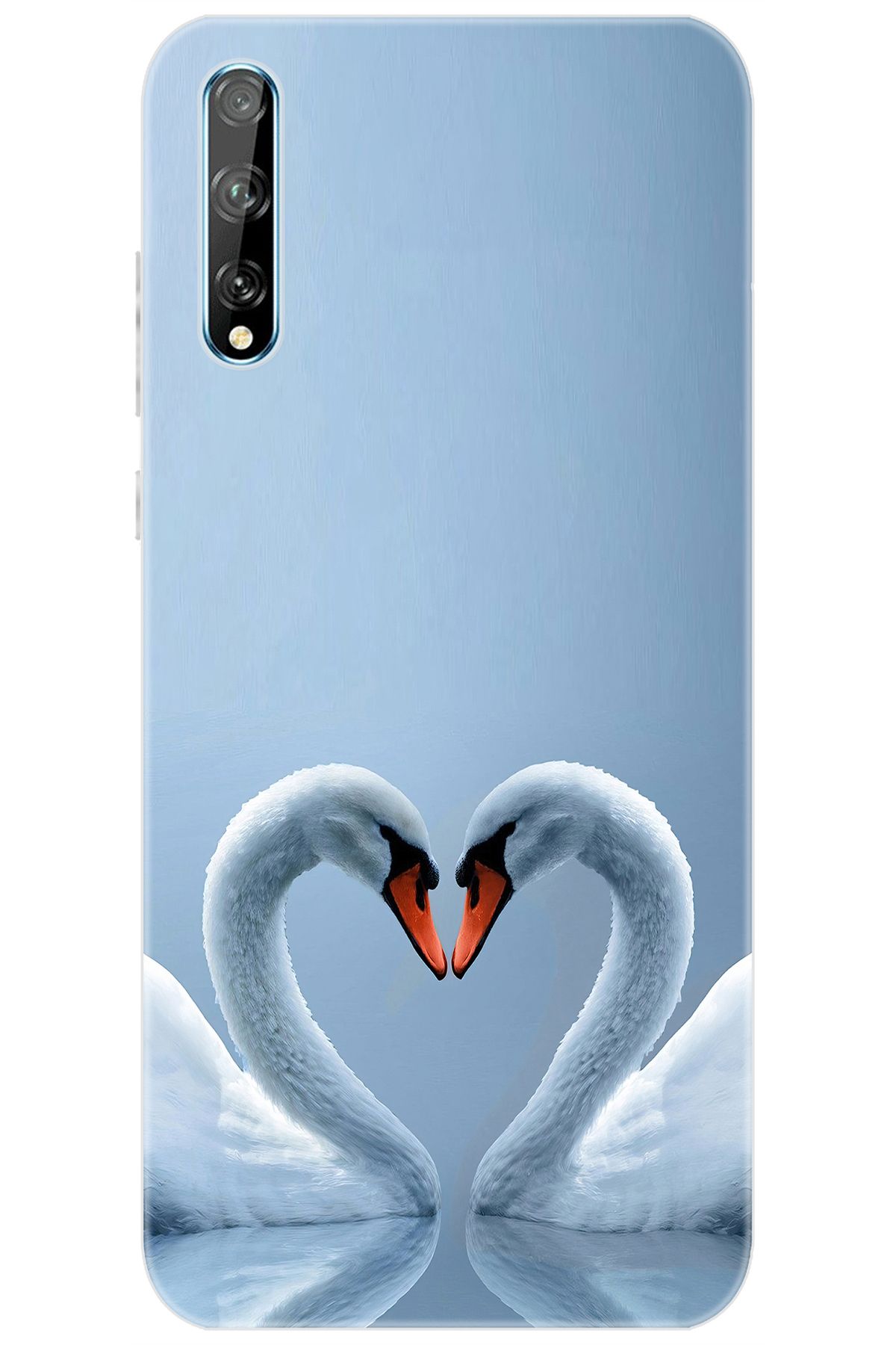 Ceppare Huawei Y8P (AQM-LX1) Uyumlu Kılıf Desen Baskılı Silikon Kuğ ve Kalp STK:305 CP-LsbeWPq