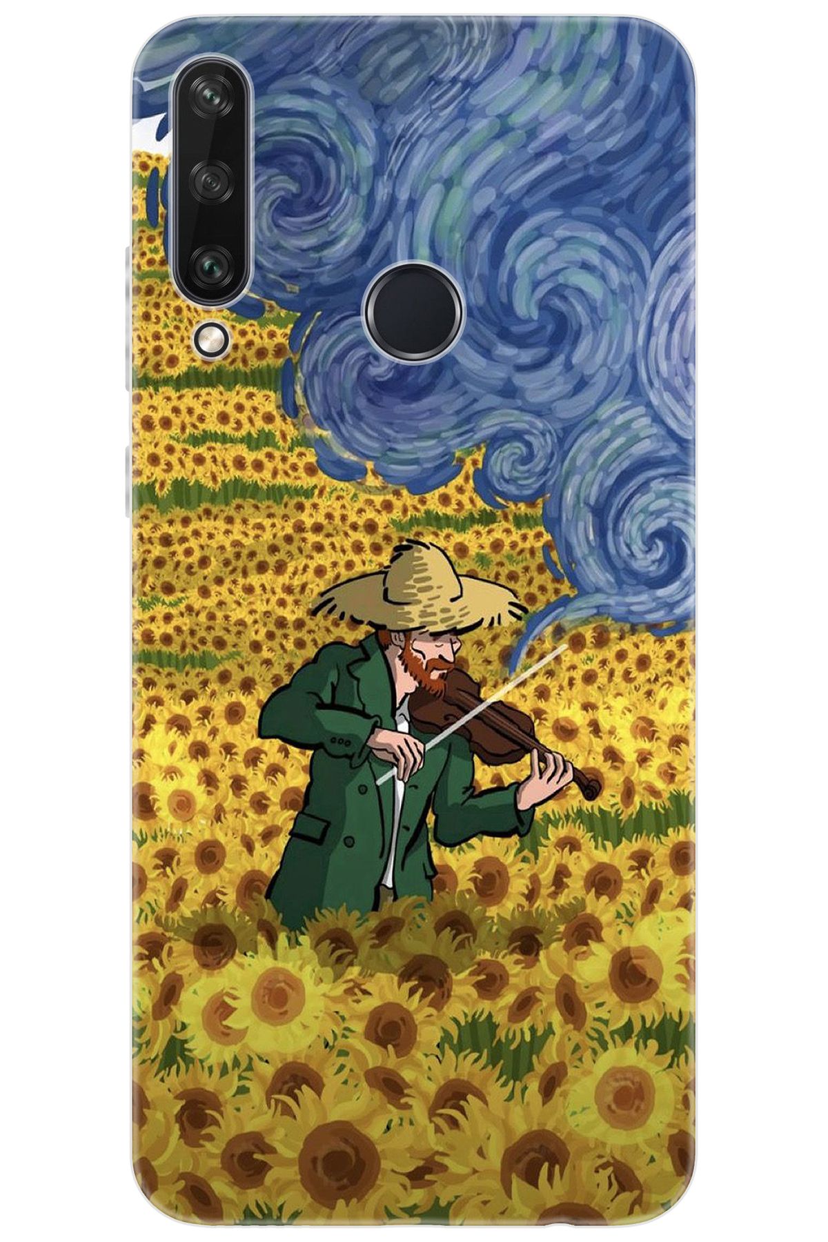 Ceppare Huawei Y6P (MED-LX9N) Uyumlu Kılıf Desen Silikon Sunflower Ayçiçeği Tarlası S:756 CP-P96yam8