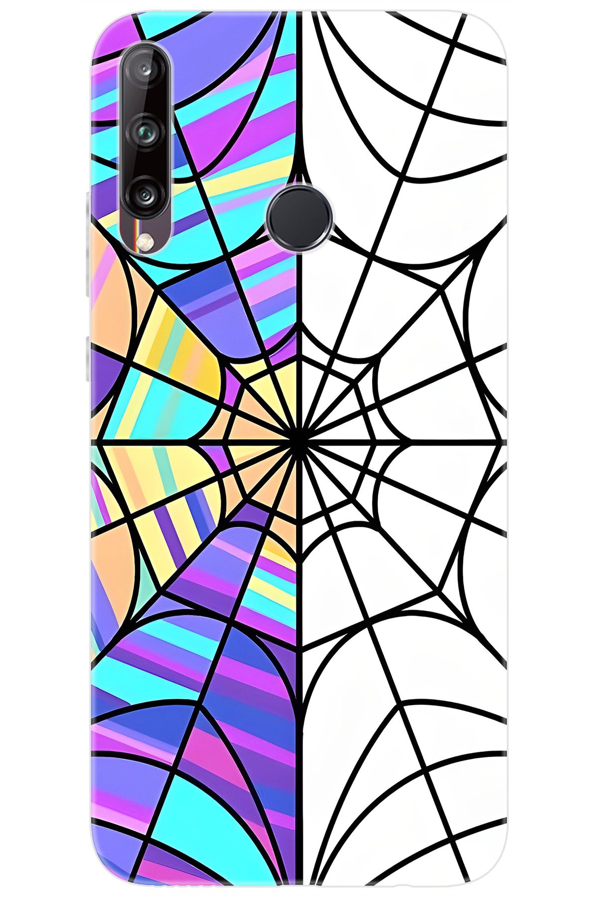 Ceppare Huawei Y7P (ART-L29) Uyumlu Kılıf Desen Baskılı Silikon Örümcek Ağı STK:753 CP-lLfPpD9