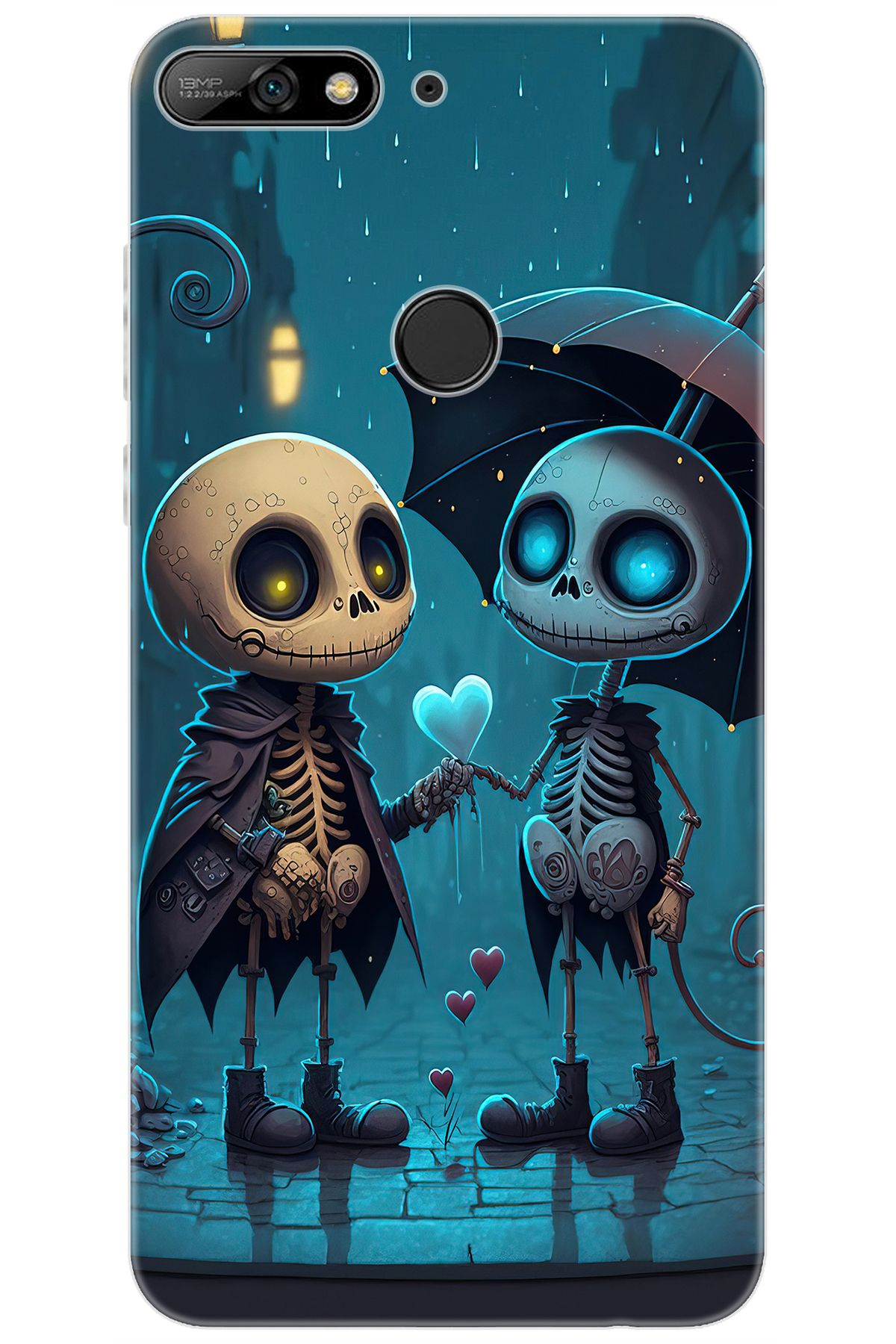 Ceppare Huawei Y7 2018 (LDN-L01) Uyumlu Kılıf Desen Baskılı Silikon Aşık İskeletler STK:733 CP-FECFJCz
