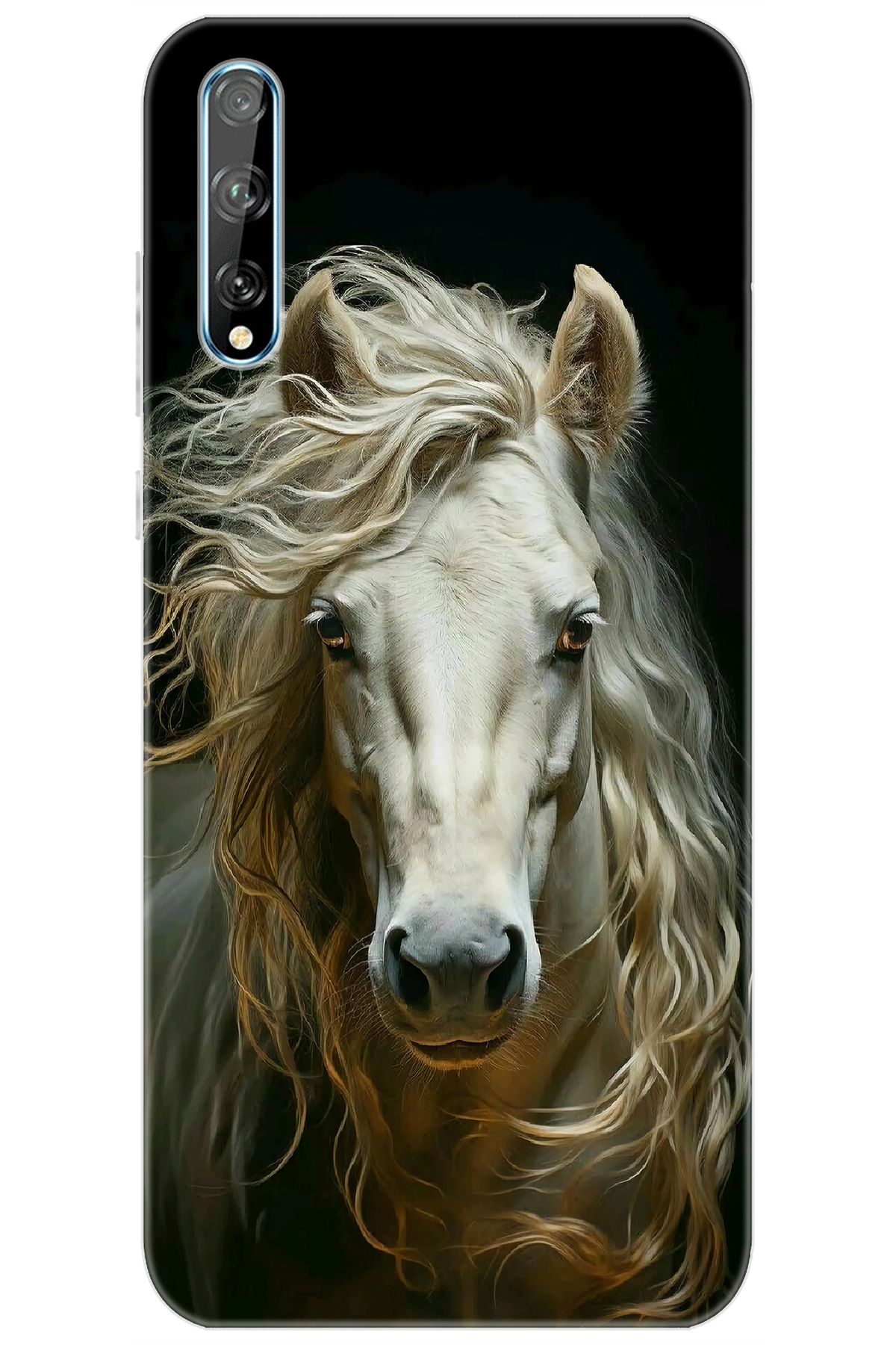 Ceppare Huawei Y8P (AQM-LX1) Uyumlu Kılıf Desen Baskılı Silikon Beyaz At STK:689 CP-yrm5L75