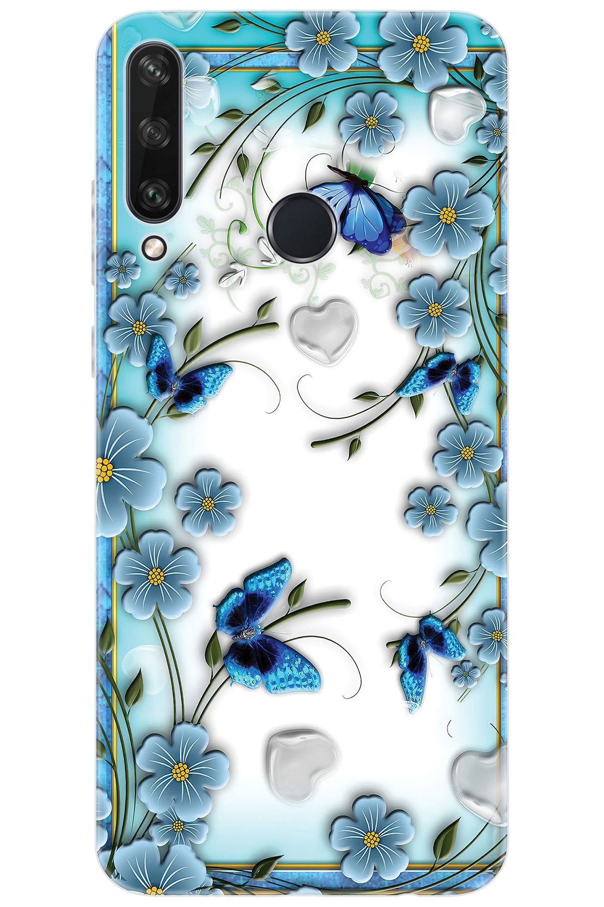 Ceppare Huawei Y6P (MED-LX9N) Uyumlu Kılıf Desen Baskı Silikon Çiçek ve Kelebekler STK:547 CP-9Bn9tK0